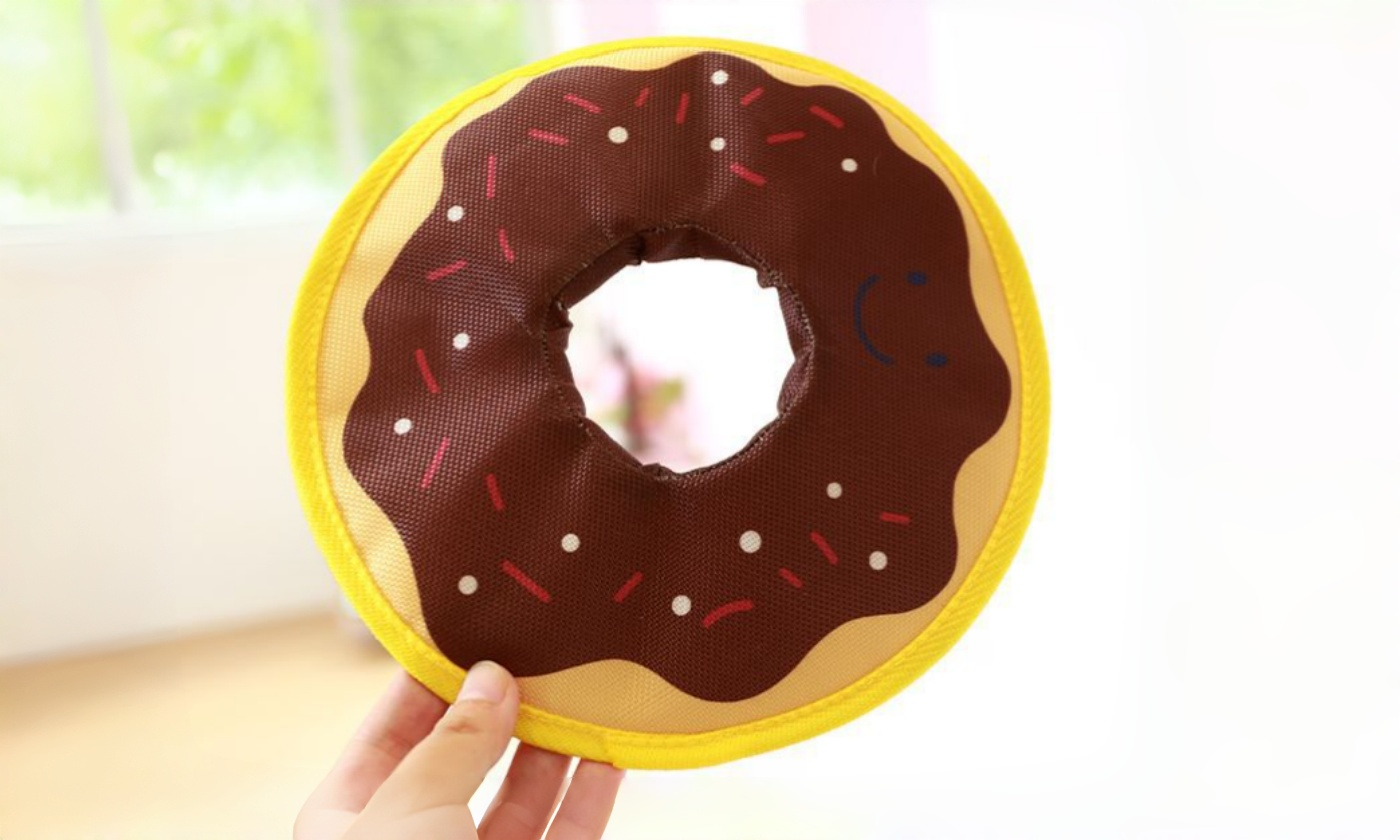 Donut Crinkle Soft Dog Frisbee: Gentle Flight, Happy Teeth