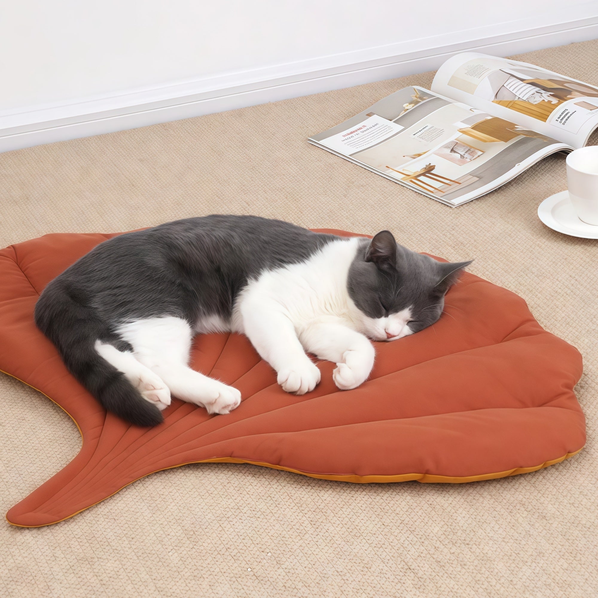 Soft Washable Leaf Pet Mat: Fold-Flat Comfort for Floors, Sofas, and Crates