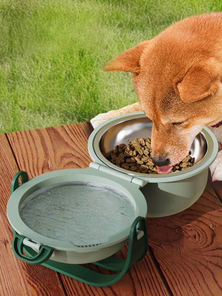 Portable Dual-Bowl Pet Feeder
