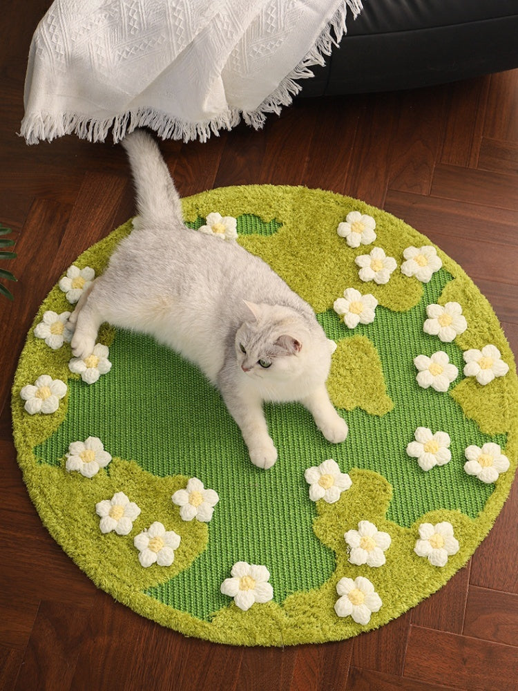 Floral Sisal Cat Scratch Mat & Rug