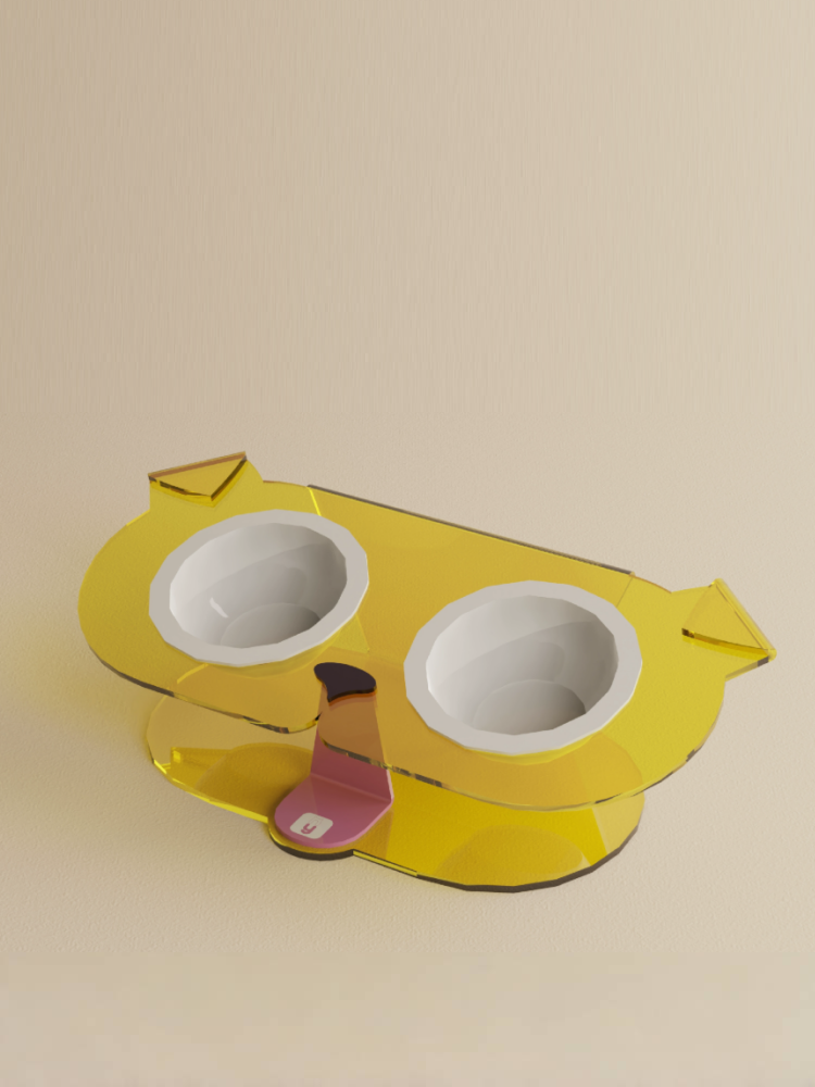 “Mischief” 15° Tilt Cat Bowl with Acrylic Stand