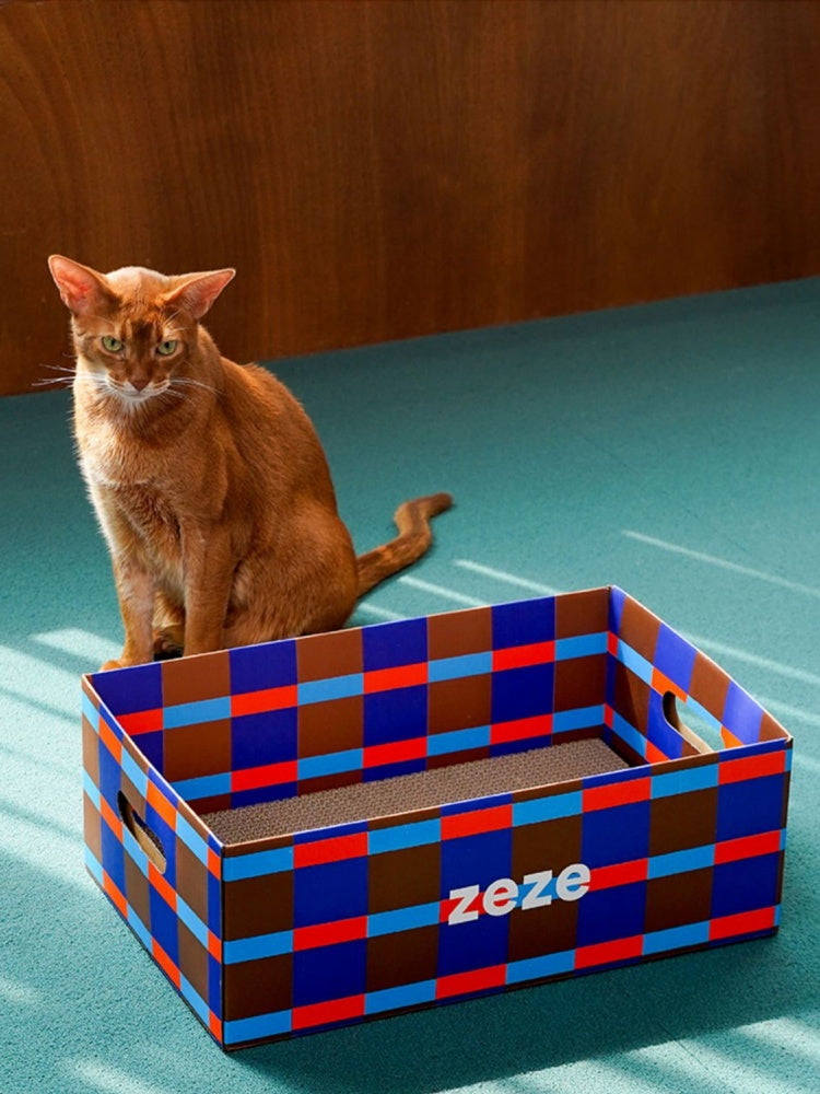ZEZE Plaid Cat Box