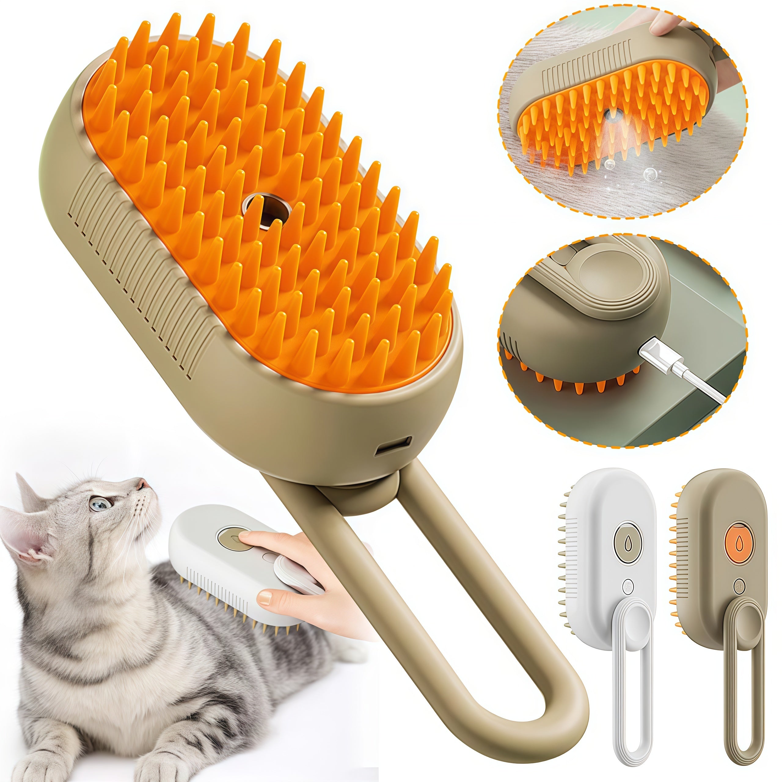 3-in-1 USB Rechargeable Mist Pet Grooming Brush