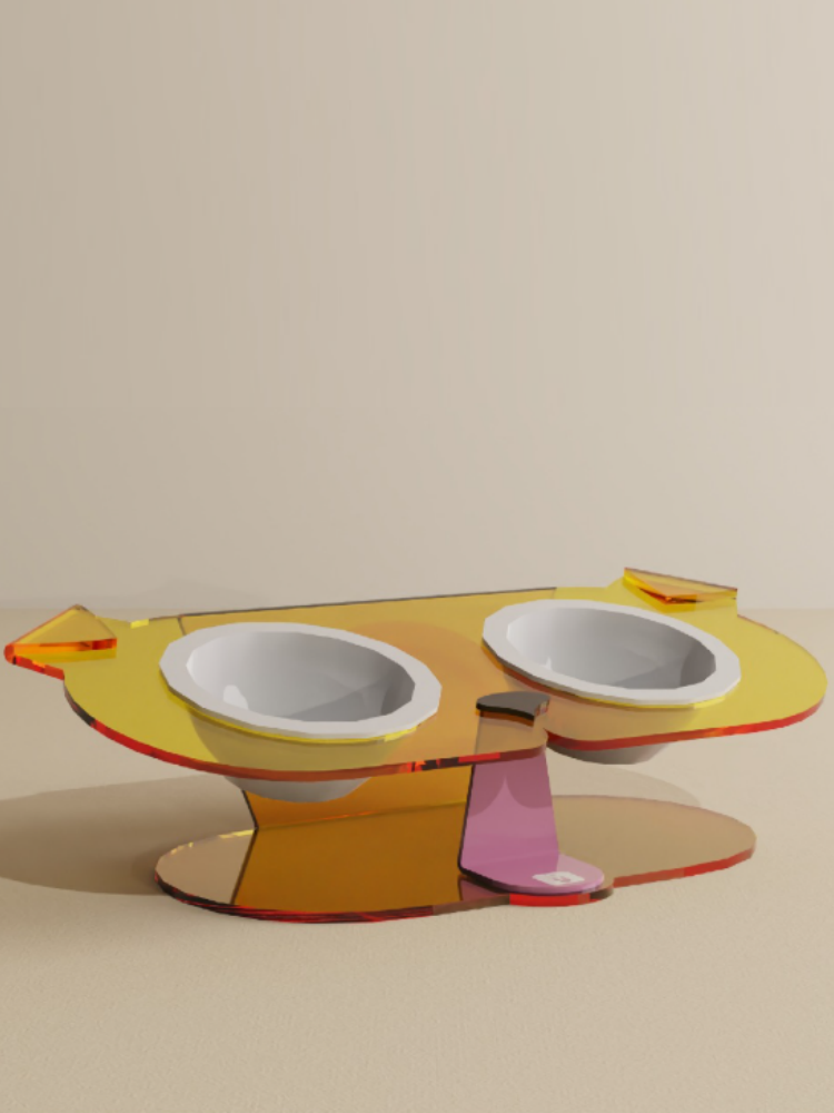 “Mischief” 15° Tilt Cat Bowl with Acrylic Stand