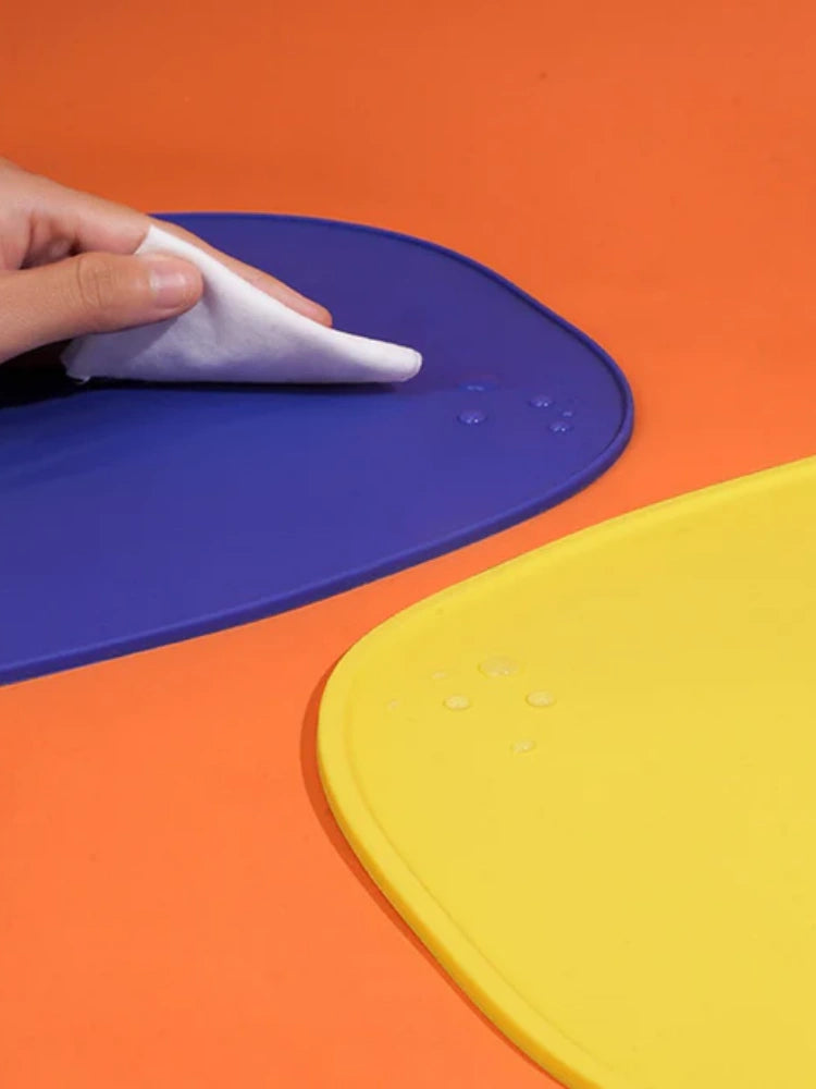 Geometric Silicone Pet Feeding Mat Set