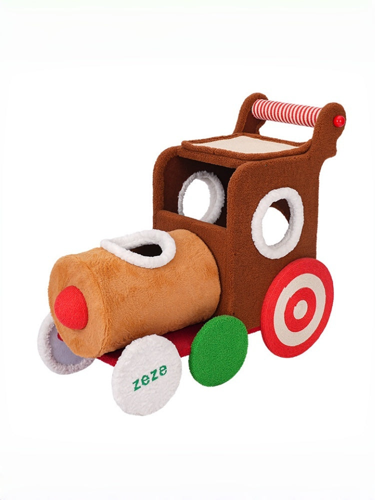 ZEZE Reindeer Train Cat Playset