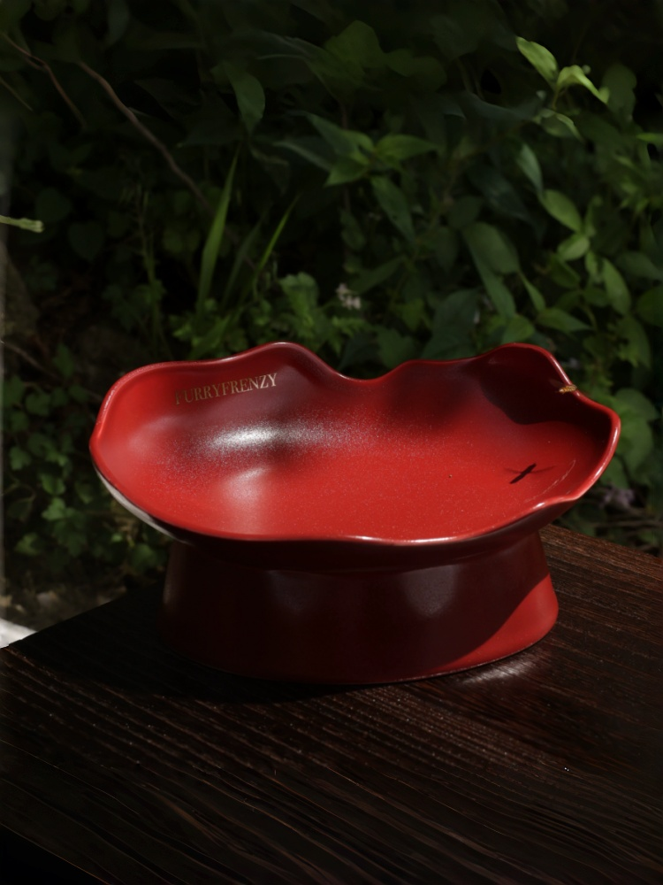 FARUI Handcrafted Raised Ceramic Pet Bowl