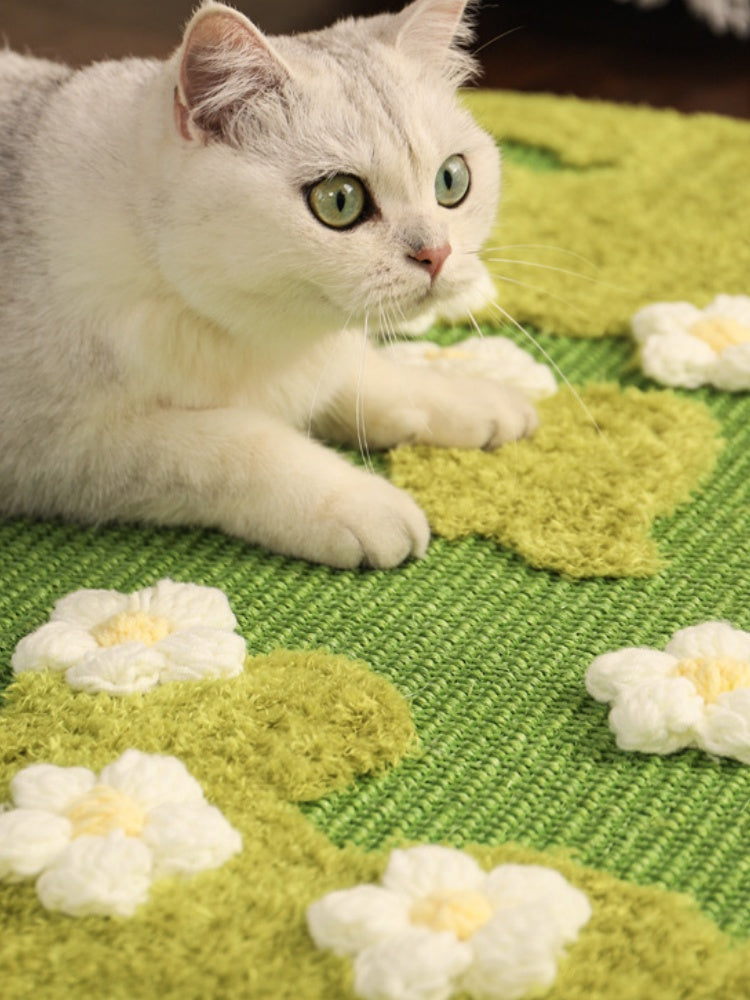 Floral Sisal Cat Scratch Mat & Rug