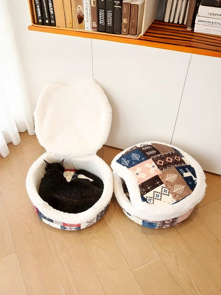 Dorayaki Enclosed Cat Bed