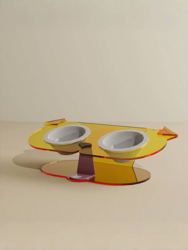 “Mischief” 15° Tilt Cat Bowl with Acrylic Stand