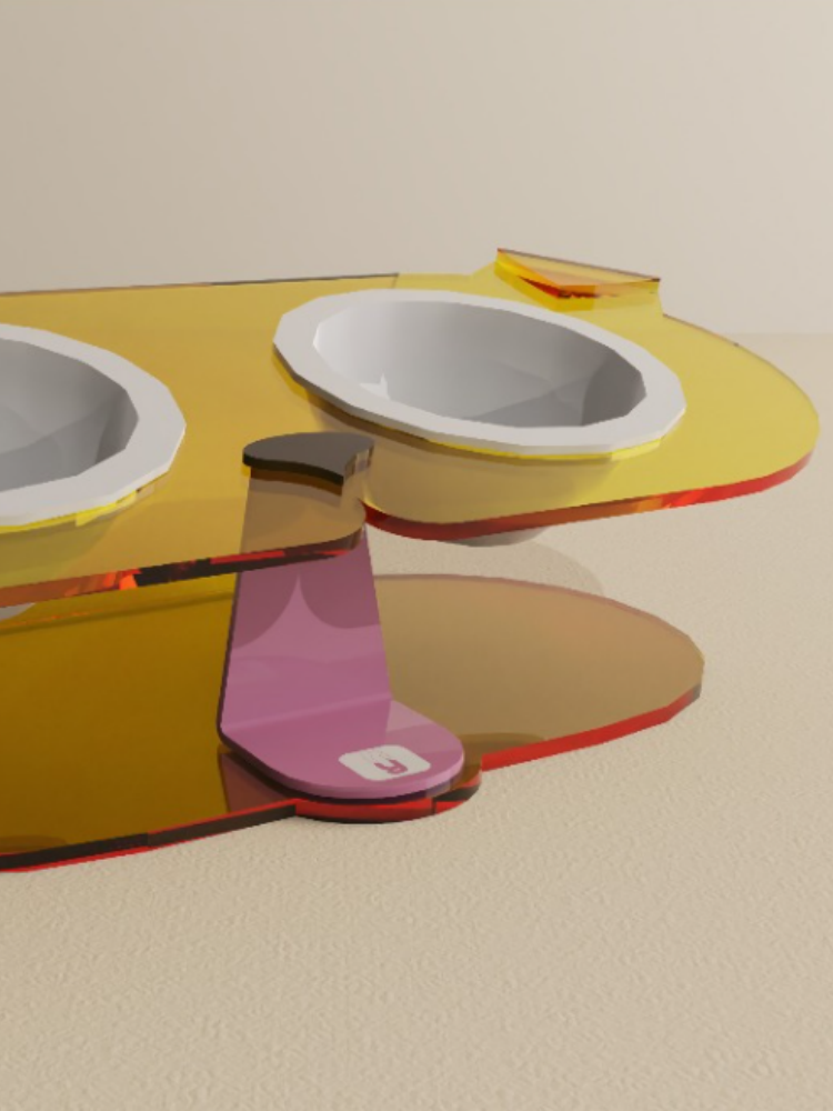 “Mischief” 15° Tilt Cat Bowl with Acrylic Stand