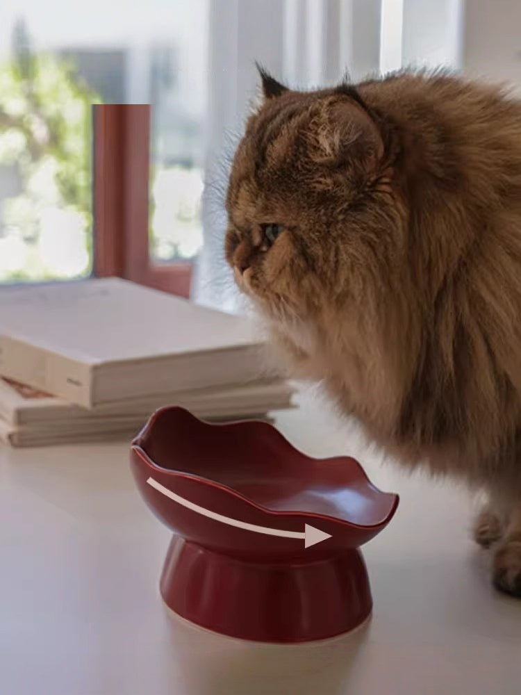 FARUI Handcrafted Raised Ceramic Pet Bowl