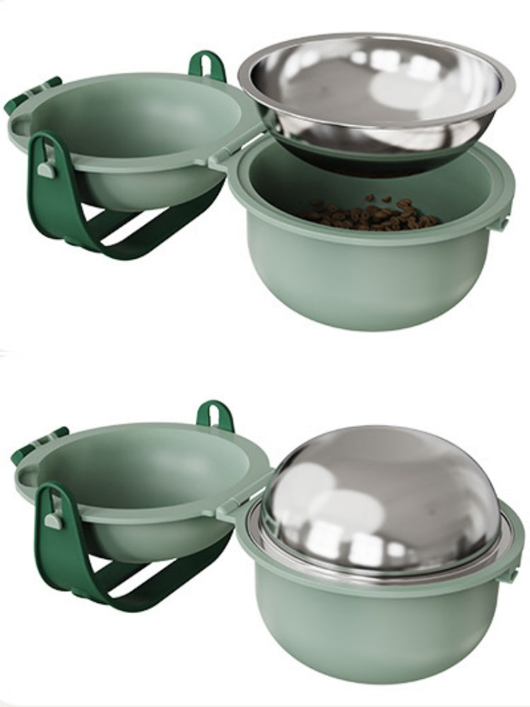 Portable Dual-Bowl Pet Feeder