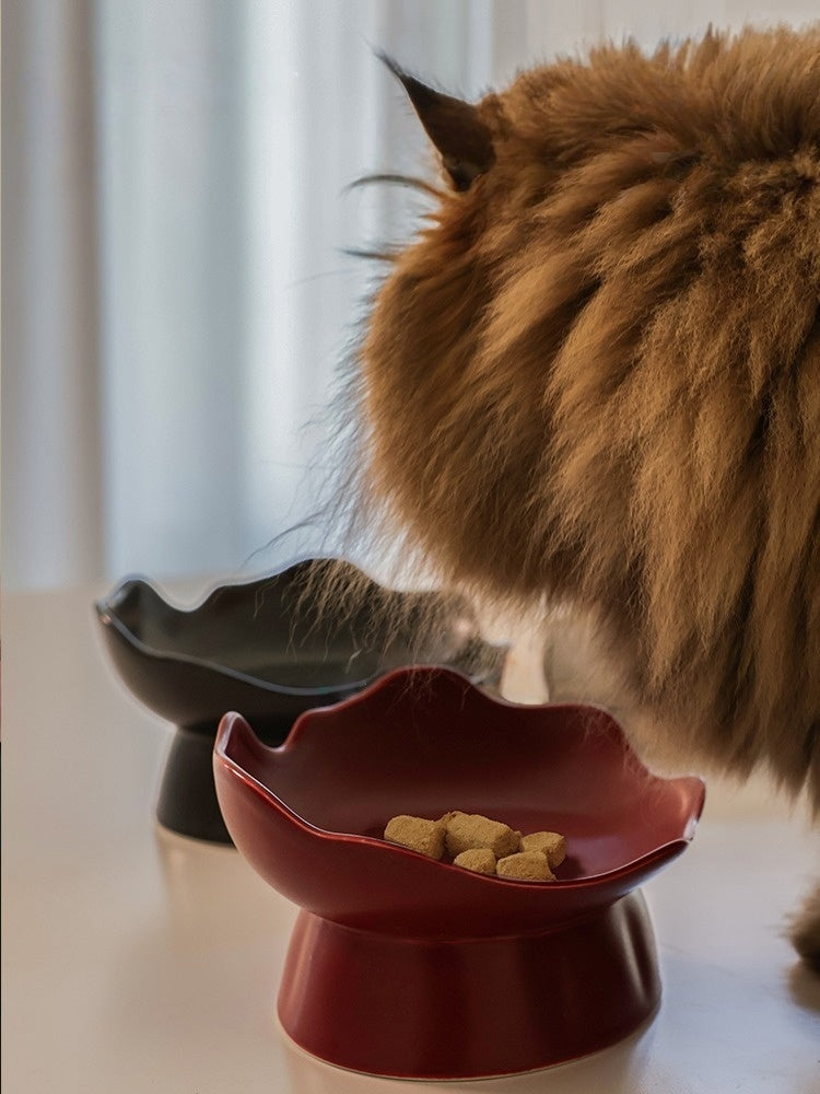 FARUI Handcrafted Raised Ceramic Pet Bowl