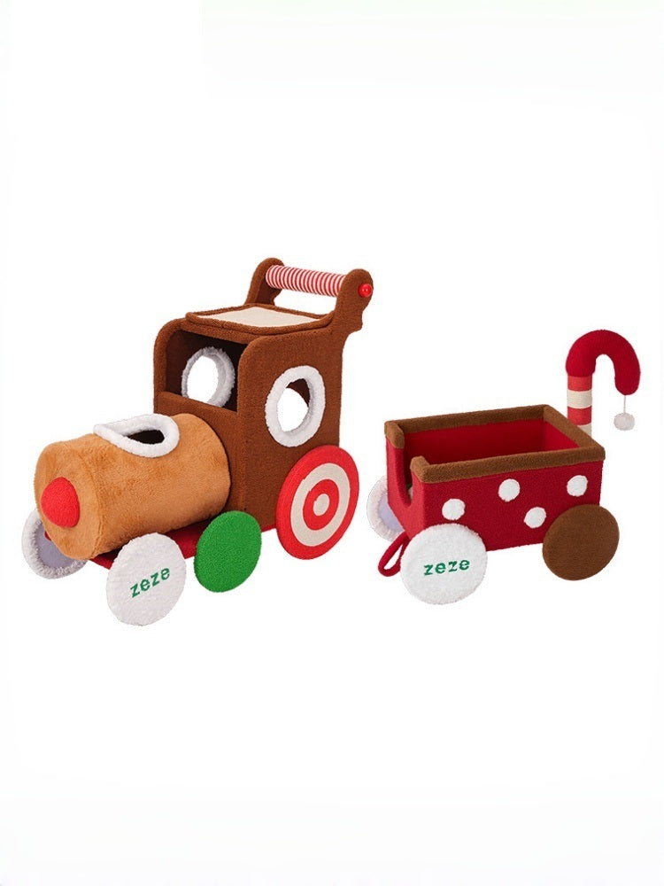 ZEZE Reindeer Train Cat Playset