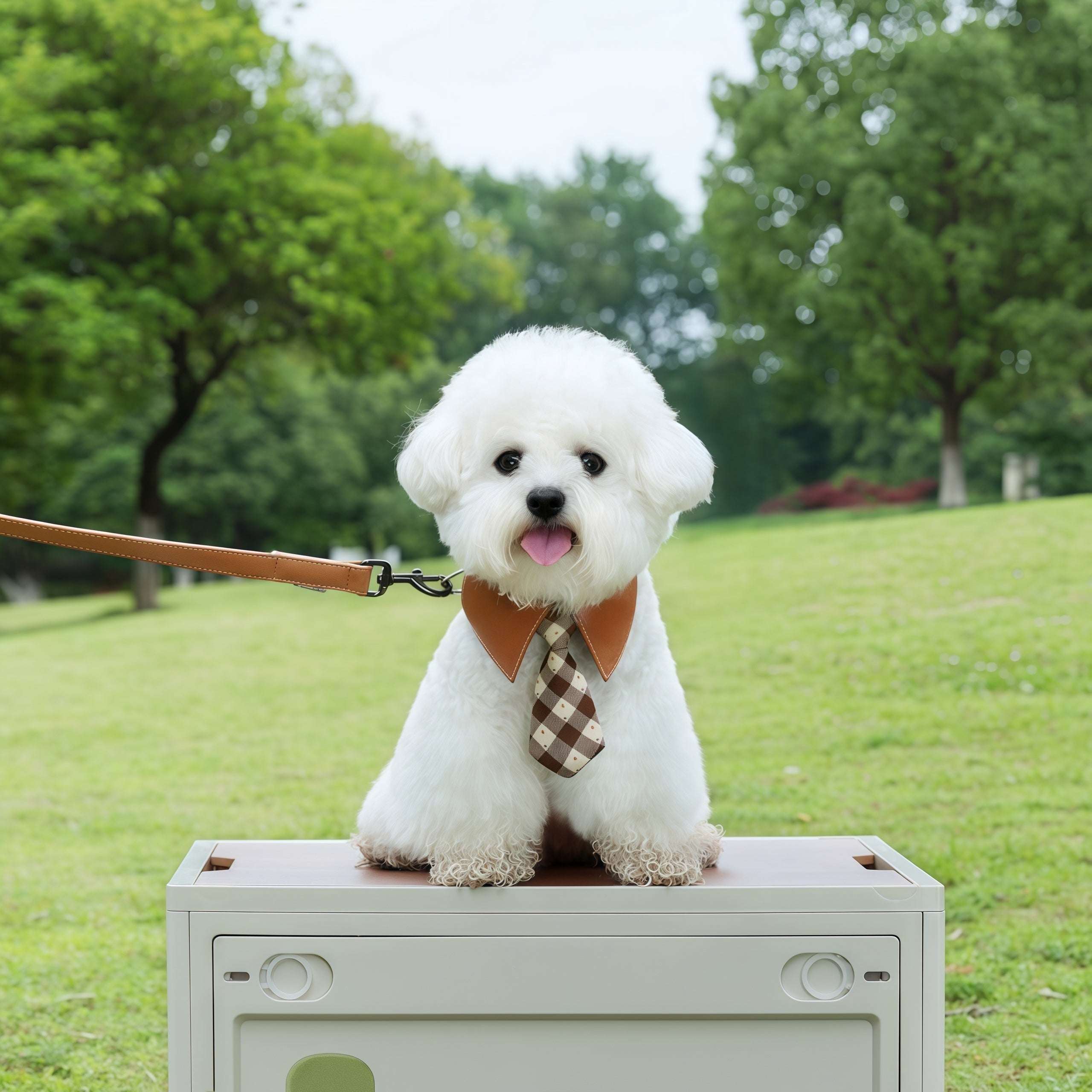 Bow Tie Dog Collar Bandana with Leash D-Ring