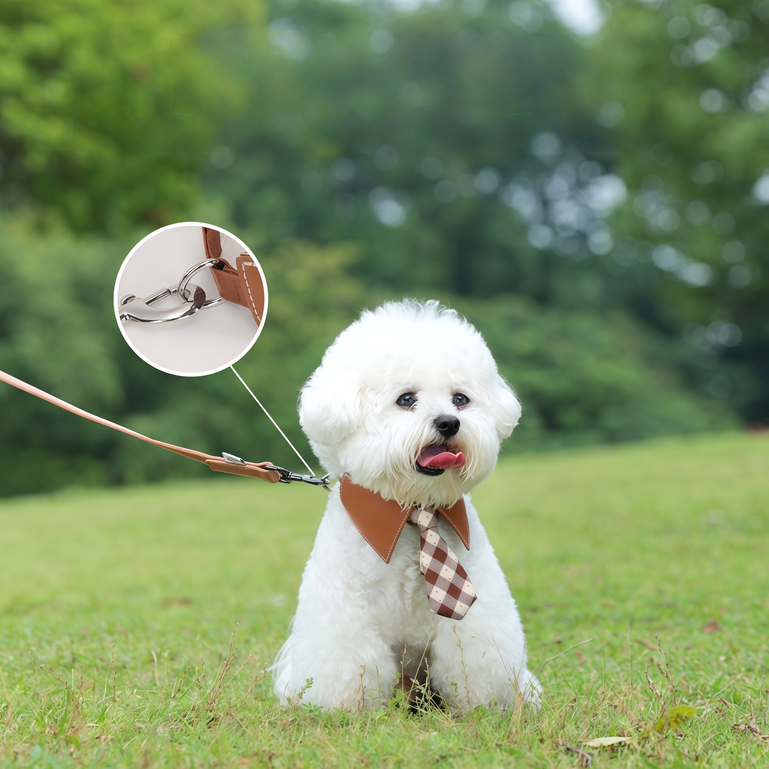 Bow Tie Dog Collar Bandana with Leash D-Ring