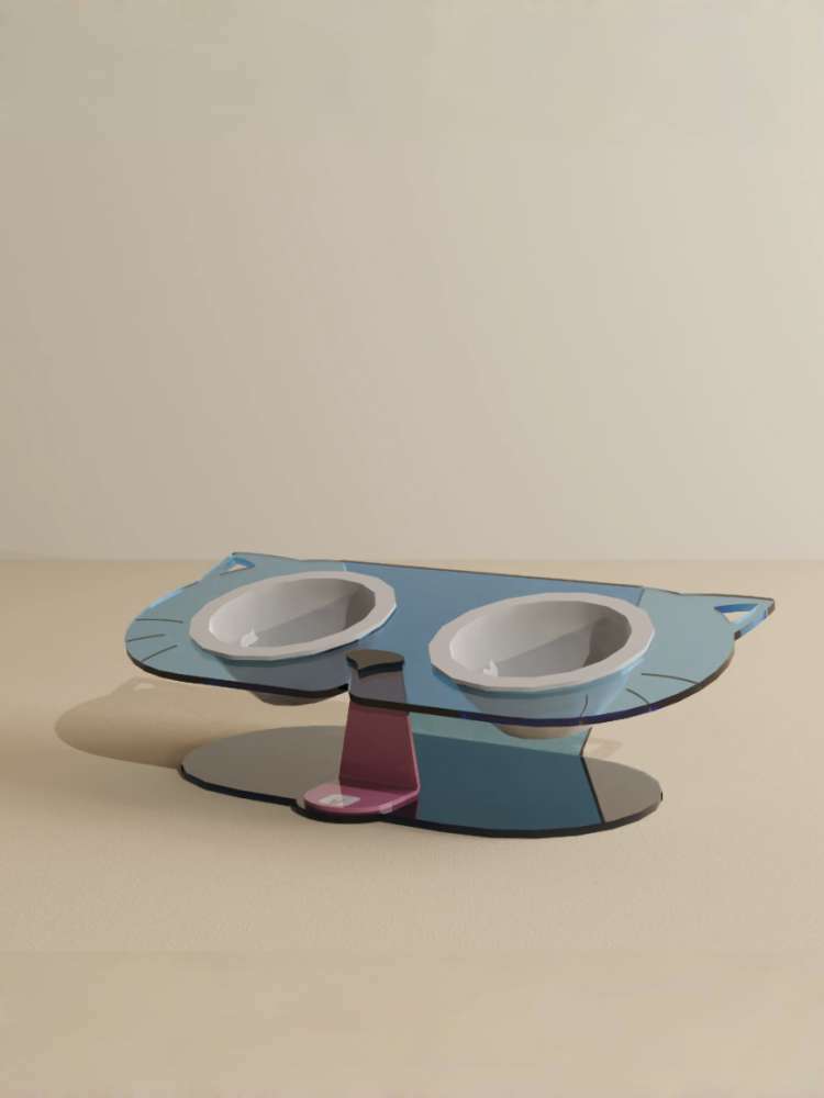 “Mischief” 15° Tilt Cat Bowl with Acrylic Stand