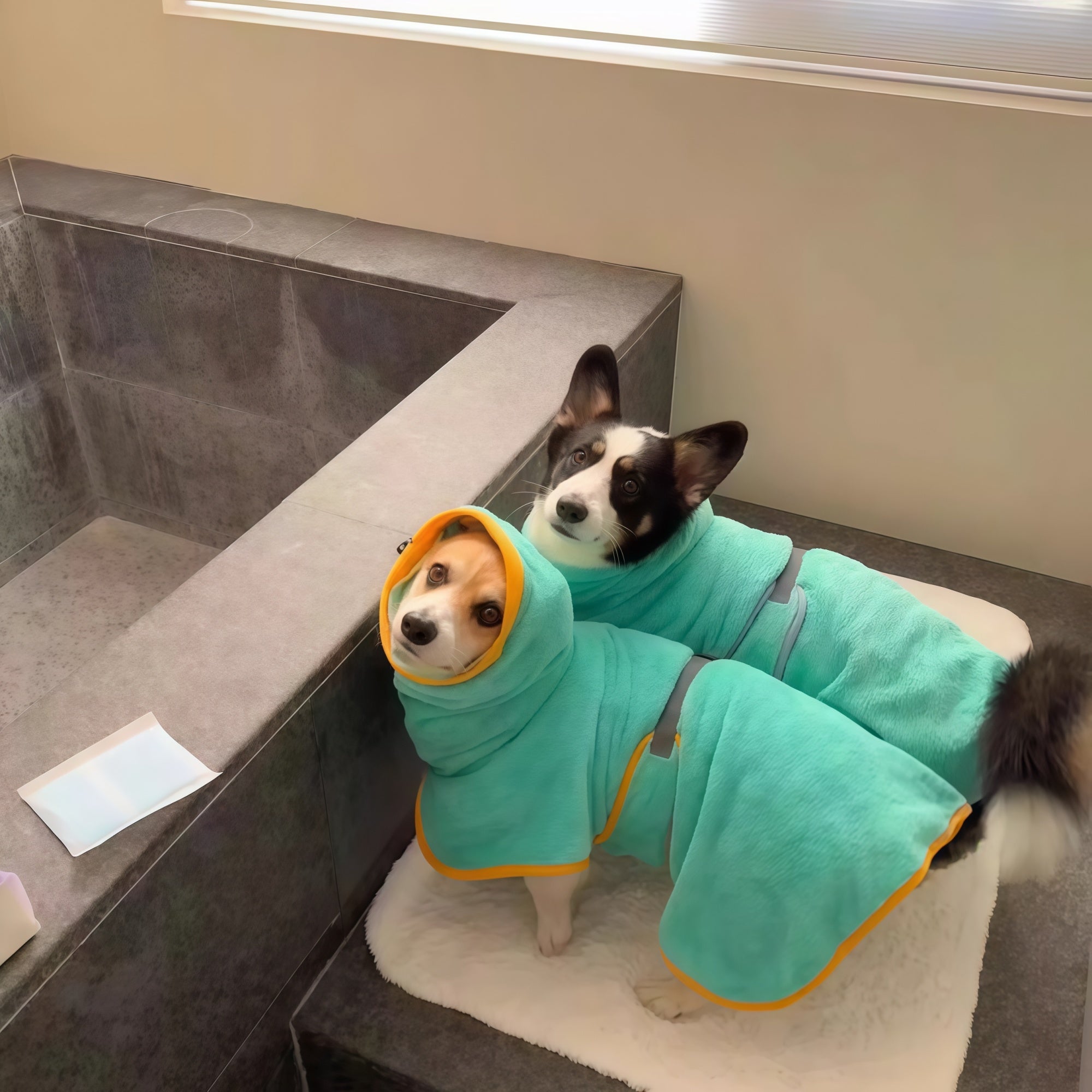 Colorblock Coral Fleece Dog Bath Robe