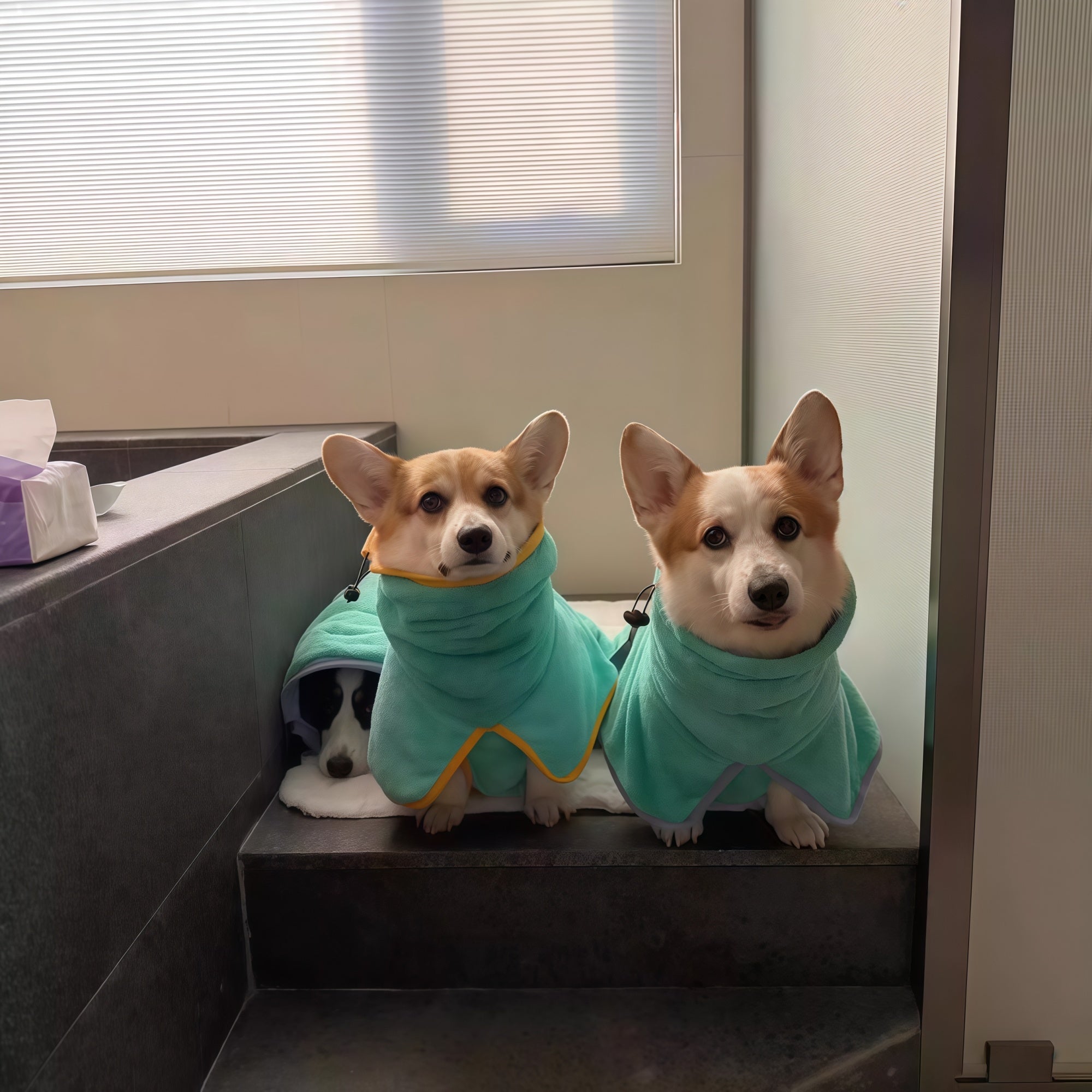 Colorblock Coral Fleece Dog Bath Robe