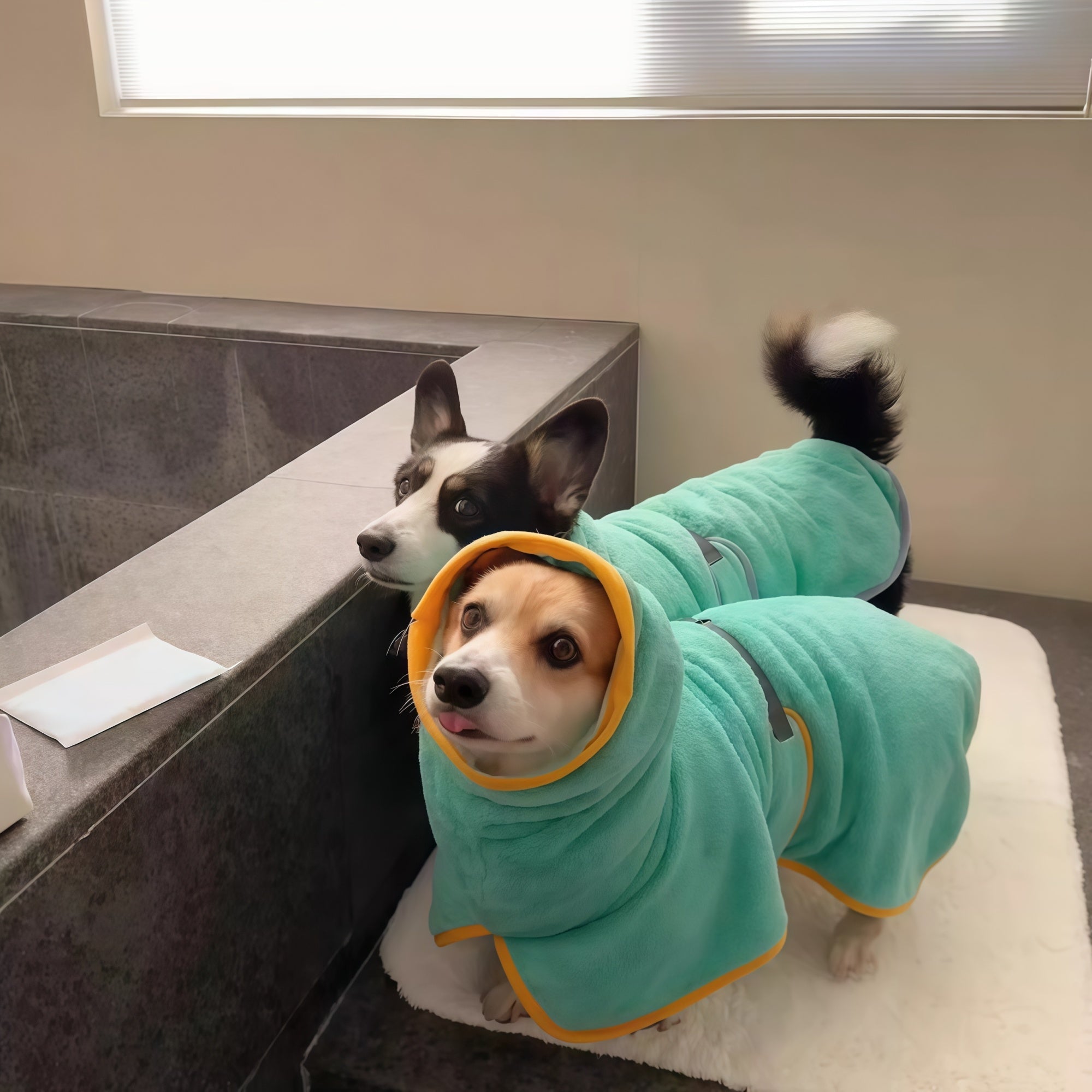 Colorblock Coral Fleece Dog Bath Robe