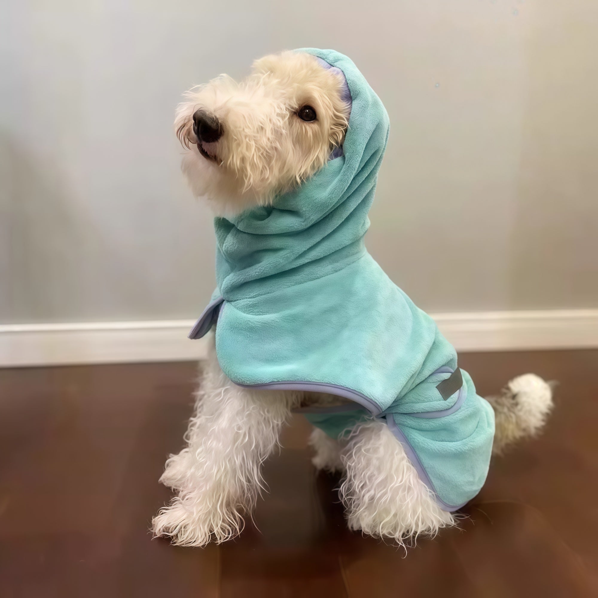Colorblock Coral Fleece Dog Bath Robe