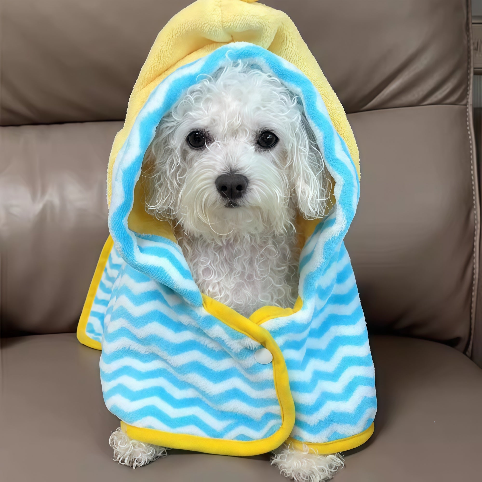 Colorblock Coral Fleece Dog Bath Robe