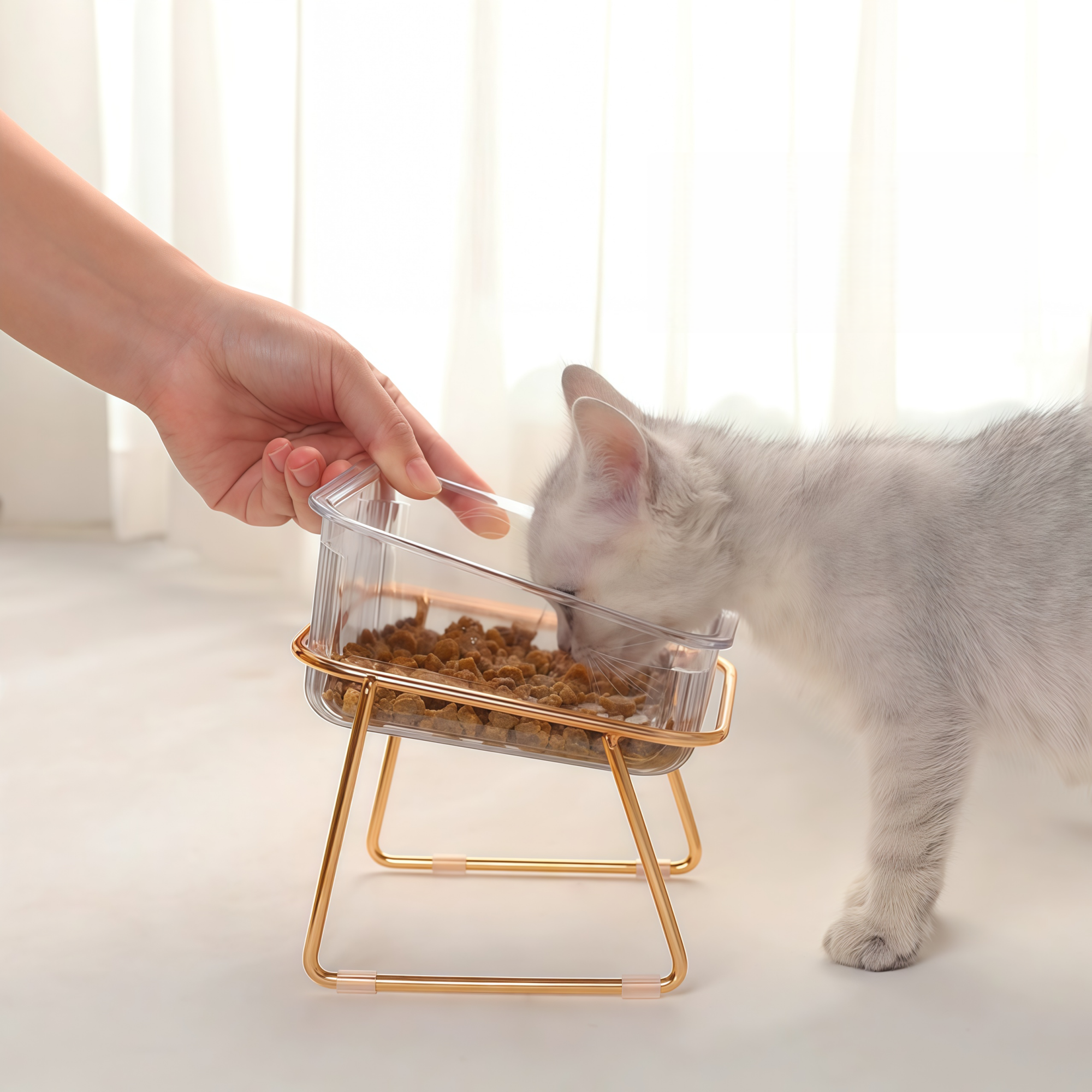 Iron Elevated Tilted Pet Bowl Stand