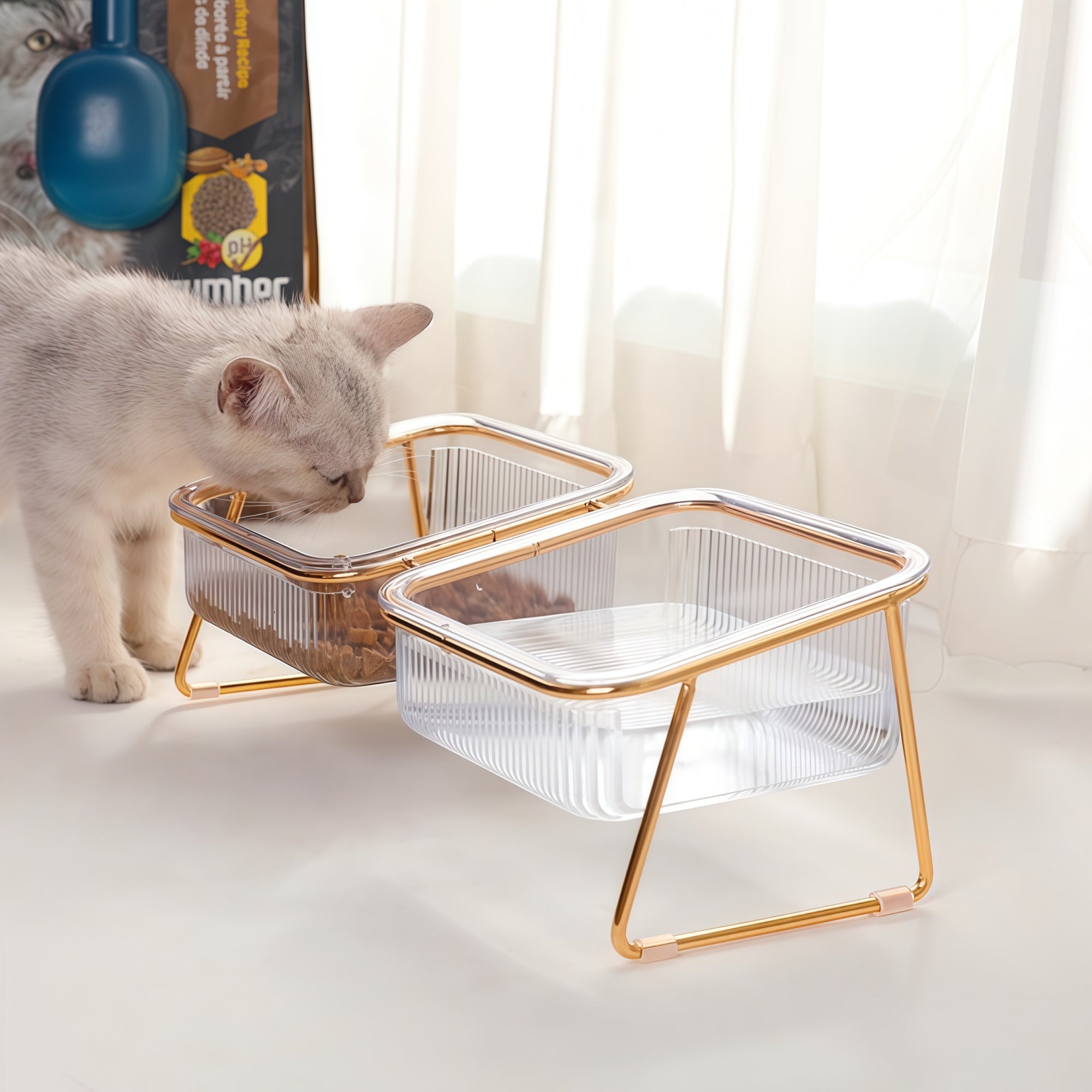 Iron Elevated Tilted Pet Bowl Stand