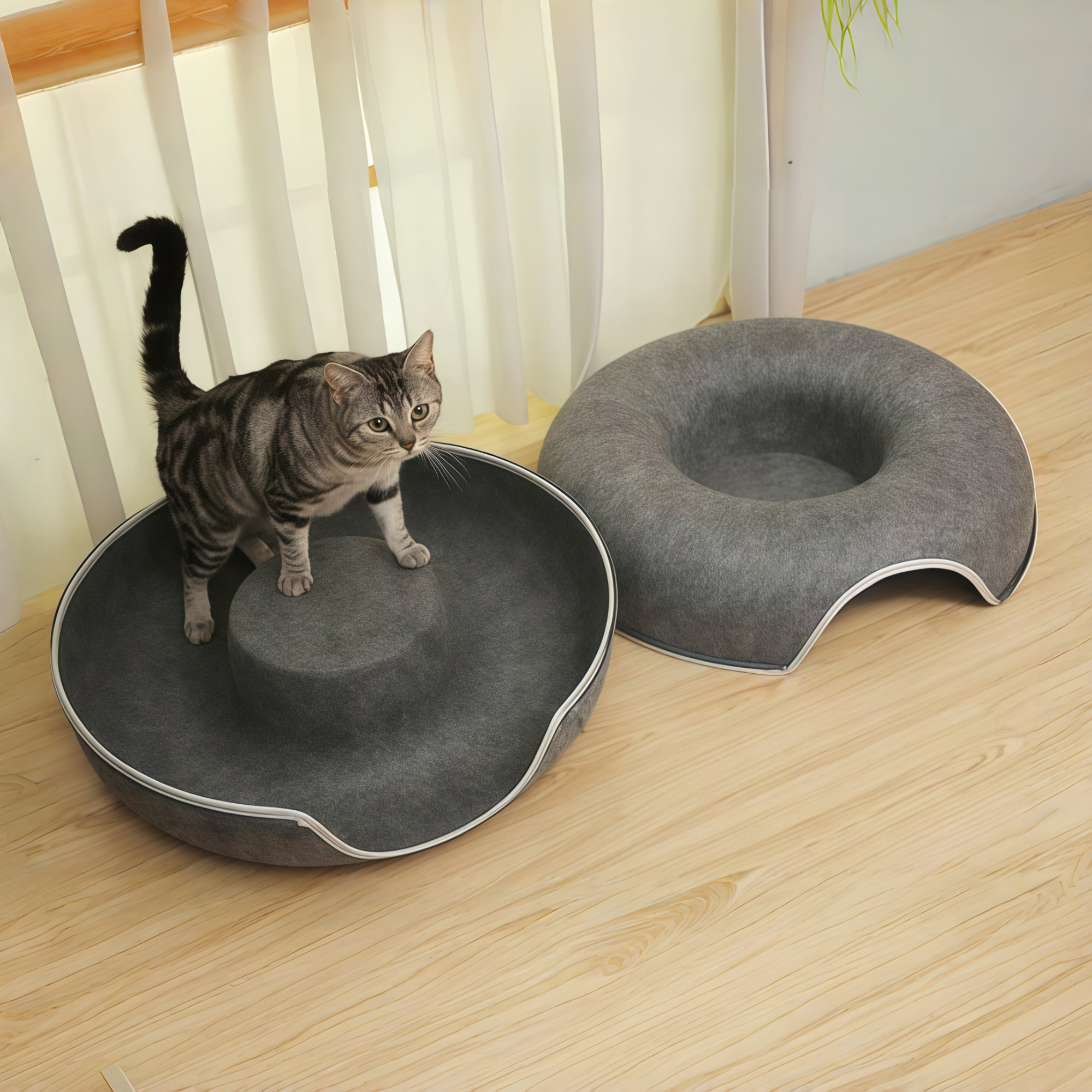 Felt Donut Cat Tunnel Bed (All-Season Cozy Nest)
