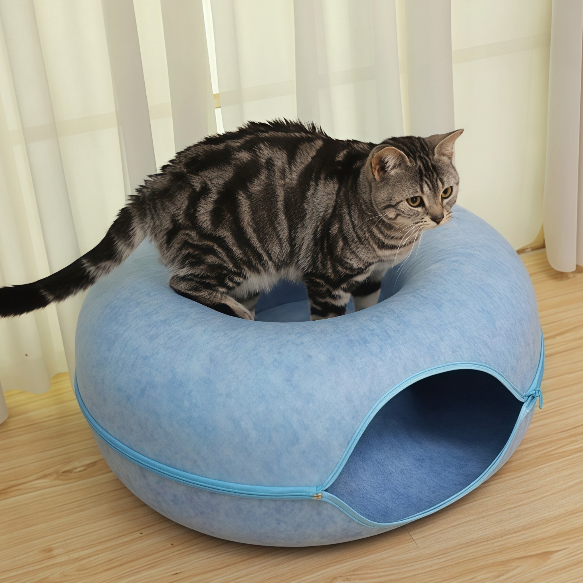 Felt Donut Cat Tunnel Bed (All-Season Cozy Nest)