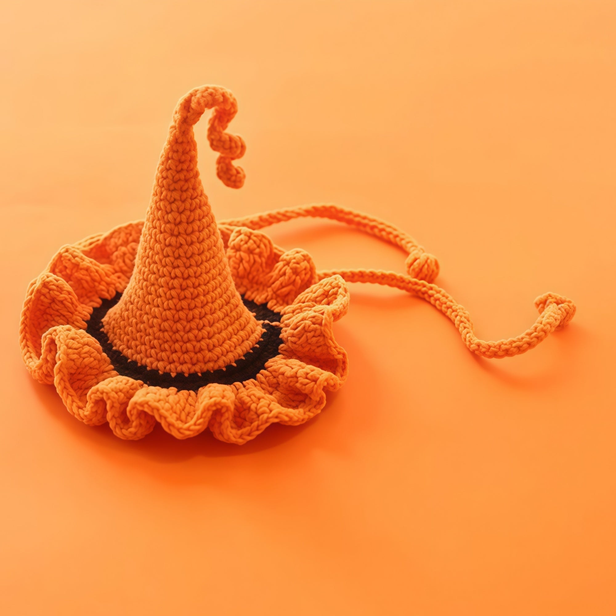 Hand-Knit Halloween Pet Collar Bib with Hat