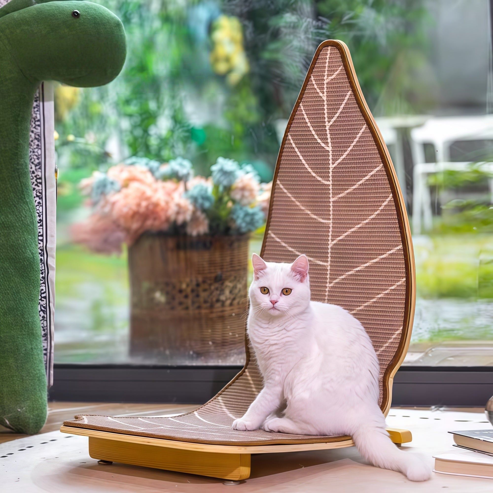 Leaf-Shaped Wall-Leaning Sisal Cat Scratcher Lounge