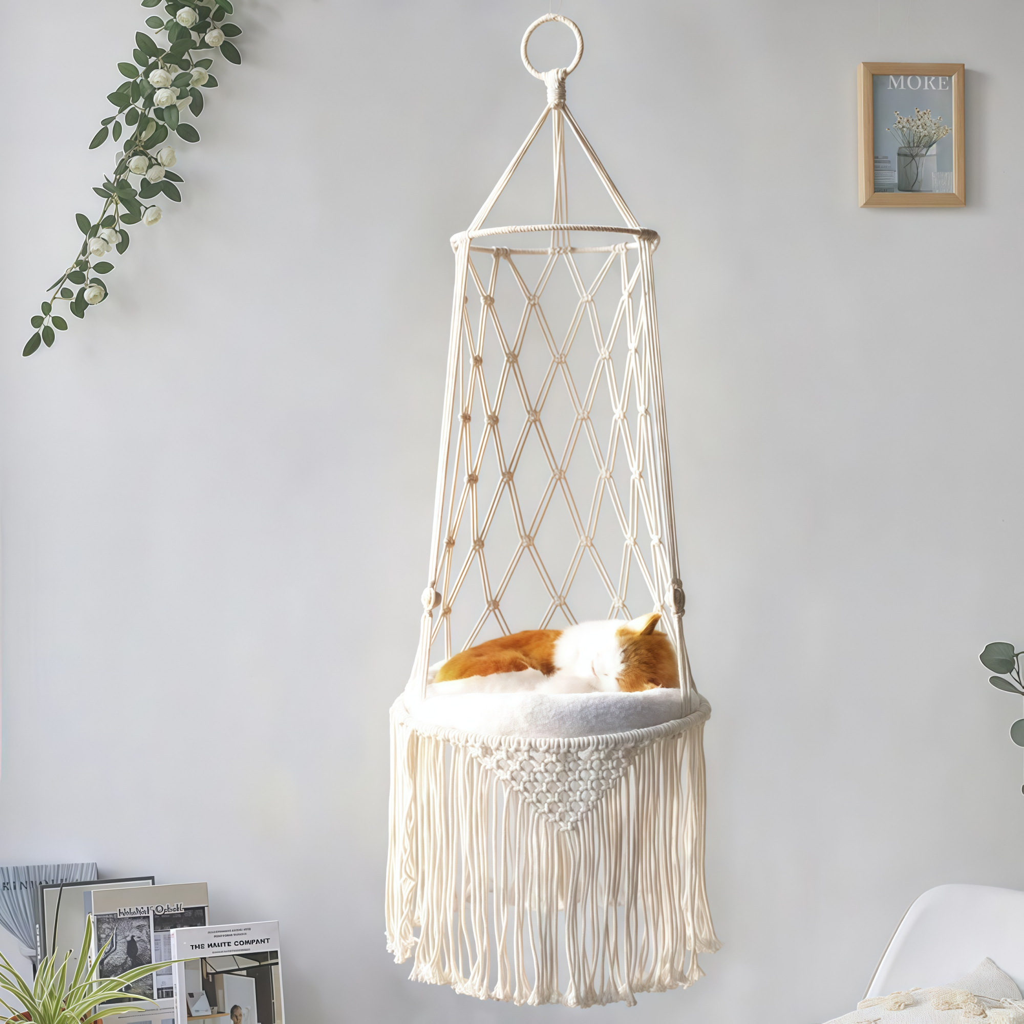 Macramé Hanging Cat Hammock Bed