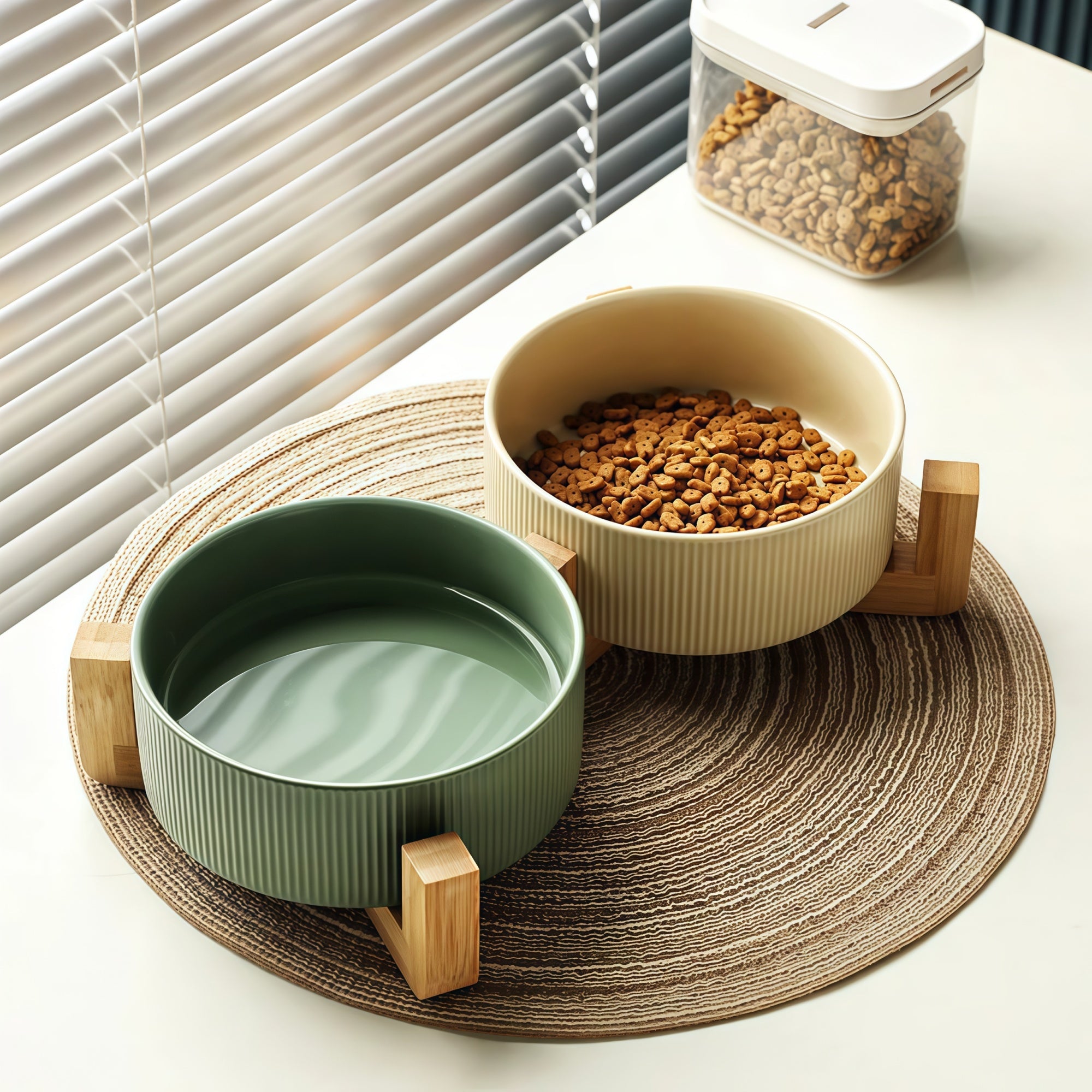 Matte Ceramic Cat Bowl Set