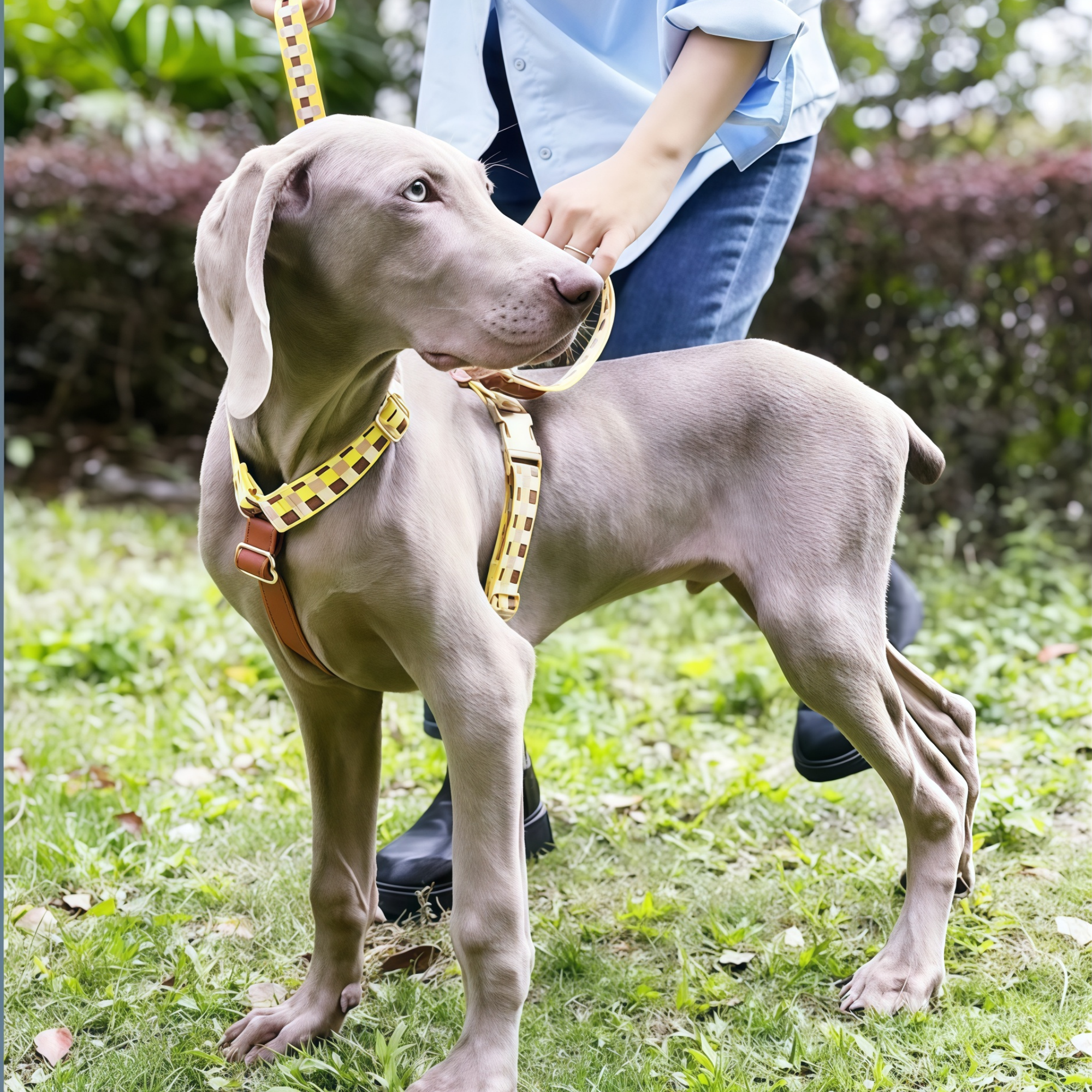 Minimal Leather-Webbing Dog Harness / Collar / Leash Set