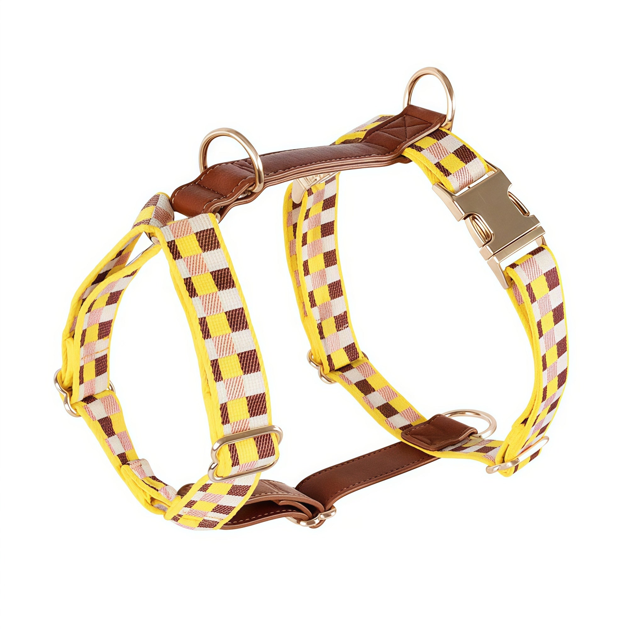 Minimal Leather-Webbing Dog Harness / Collar / Leash Set