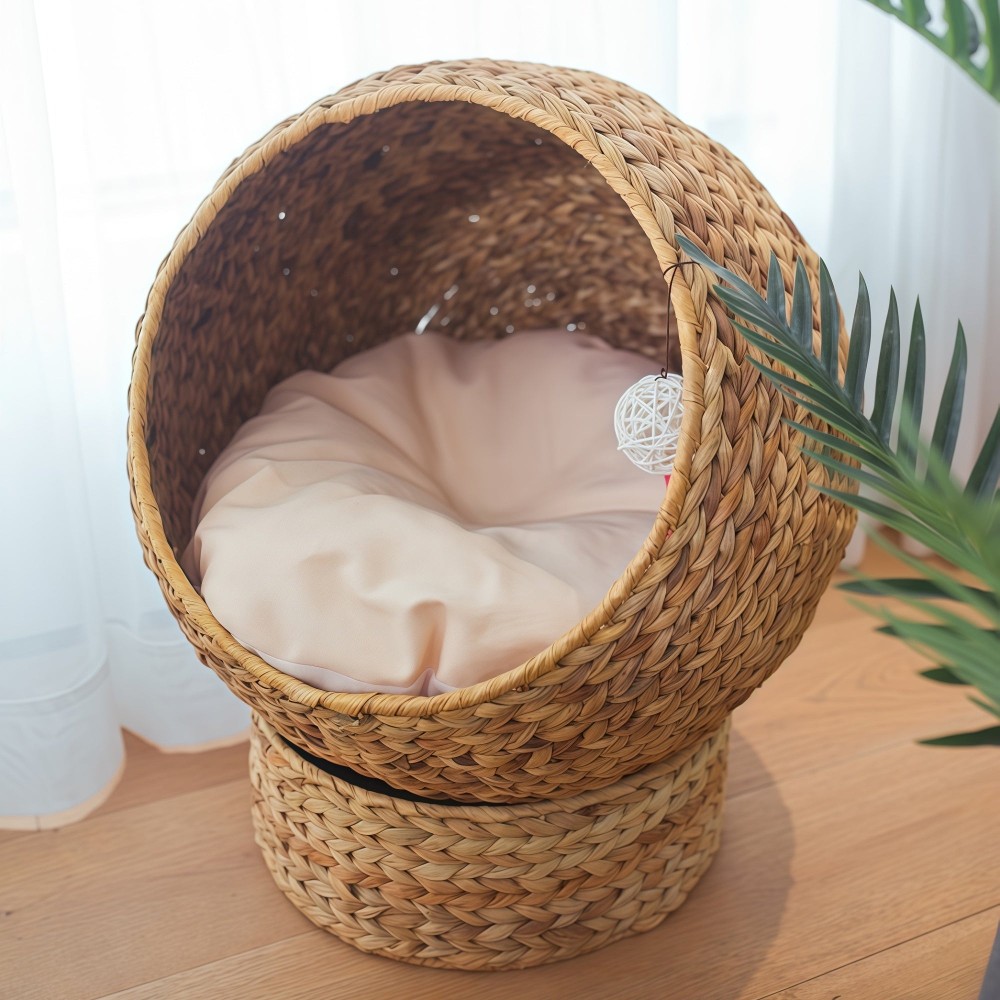 Minimal Rattan Cat Bed Nest