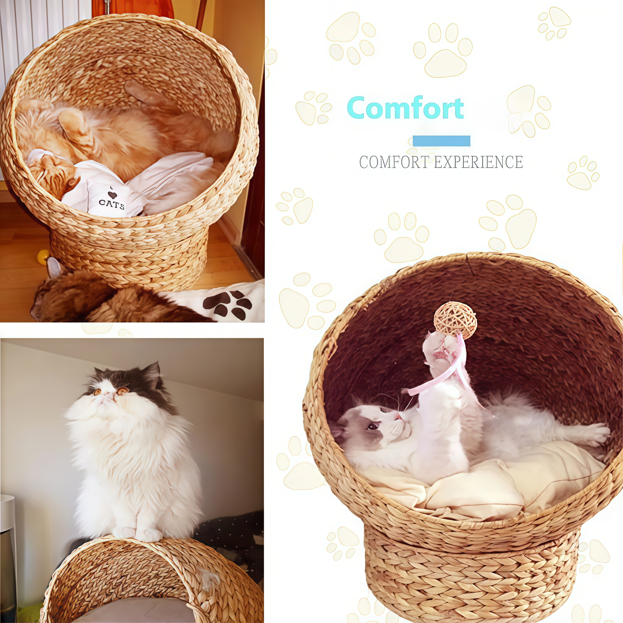 Minimal Rattan Cat Bed Nest