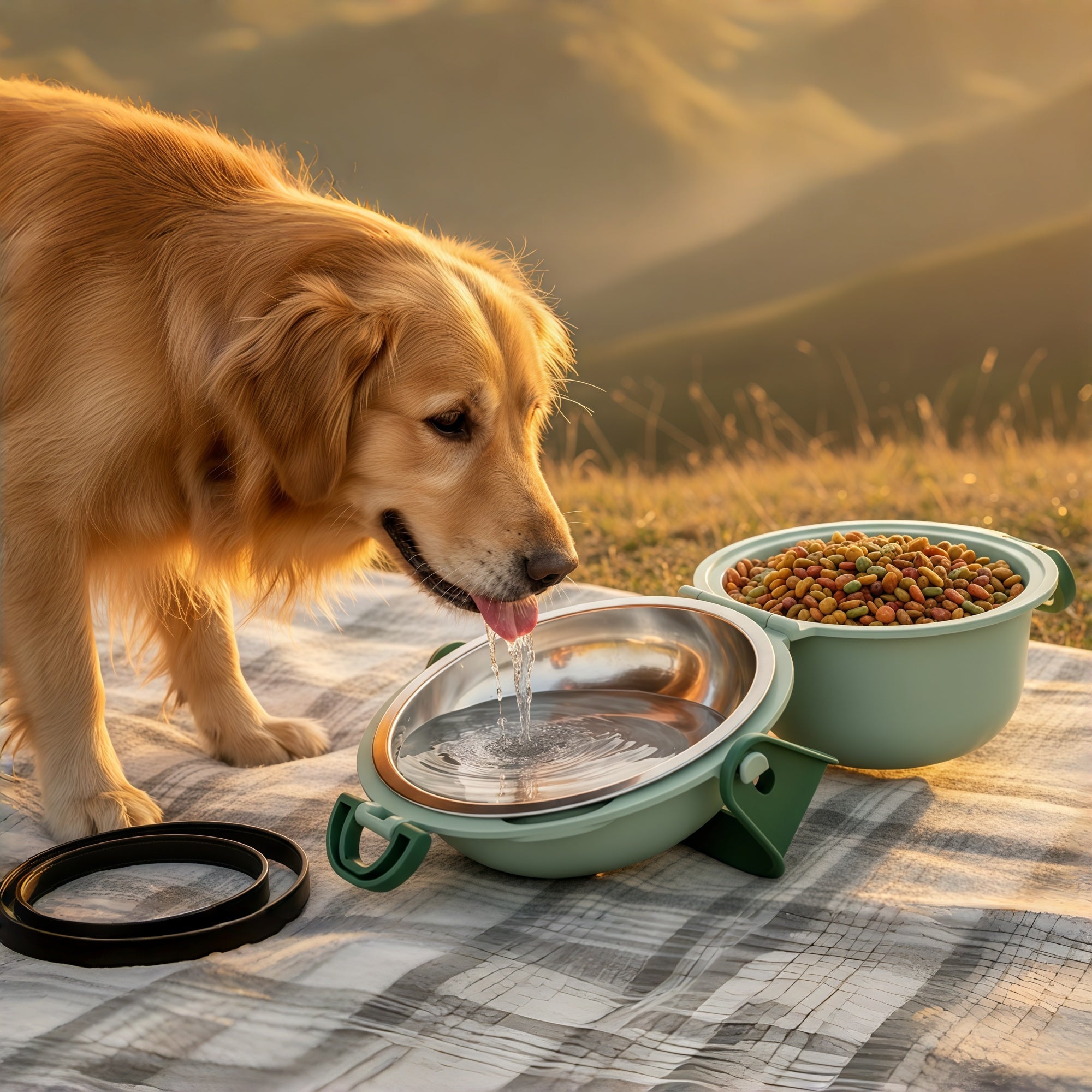 Portable Dual-Bowl Pet Feeder