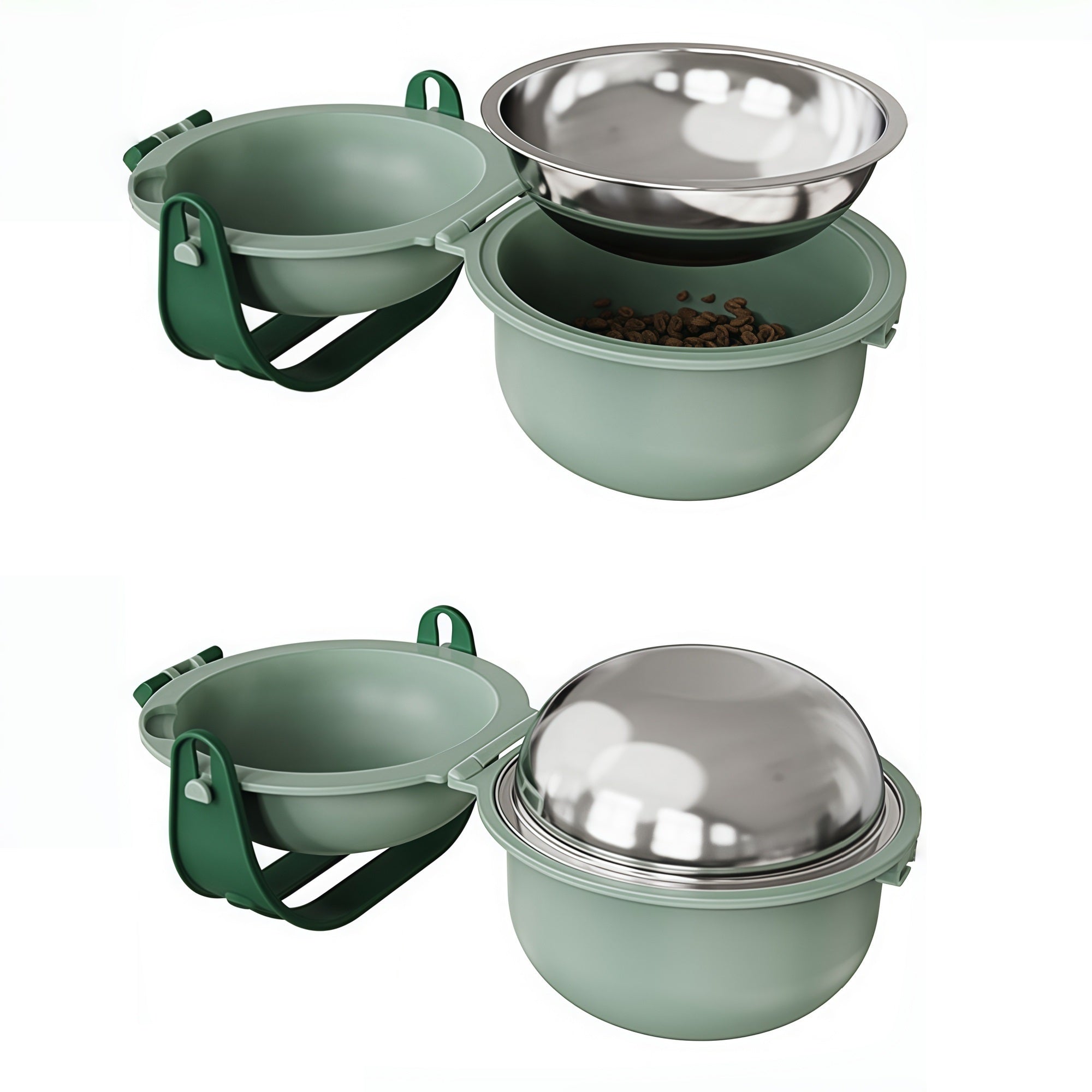 Portable Dual-Bowl Pet Feeder