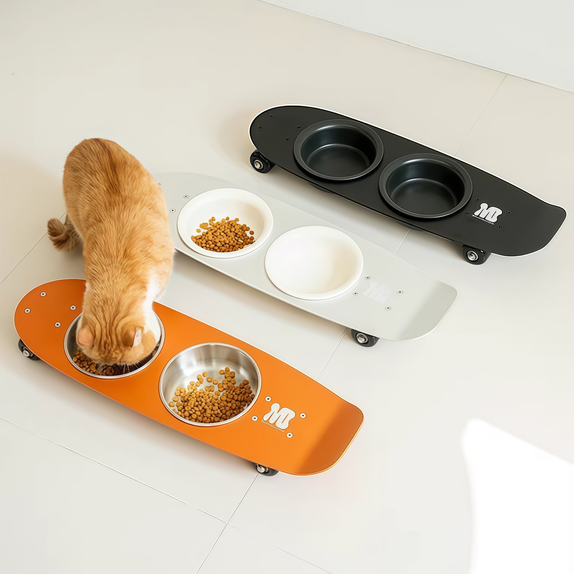 Skate Deck Anti-Tip Double Stainless Pet Bowl