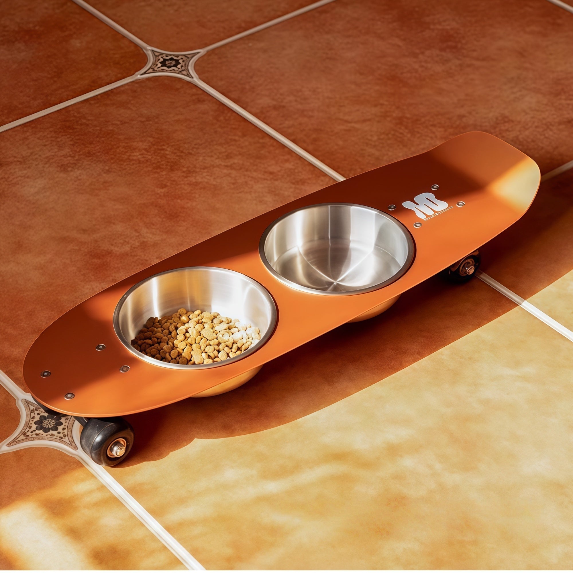 Skate Deck Anti-Tip Double Stainless Pet Bowl
