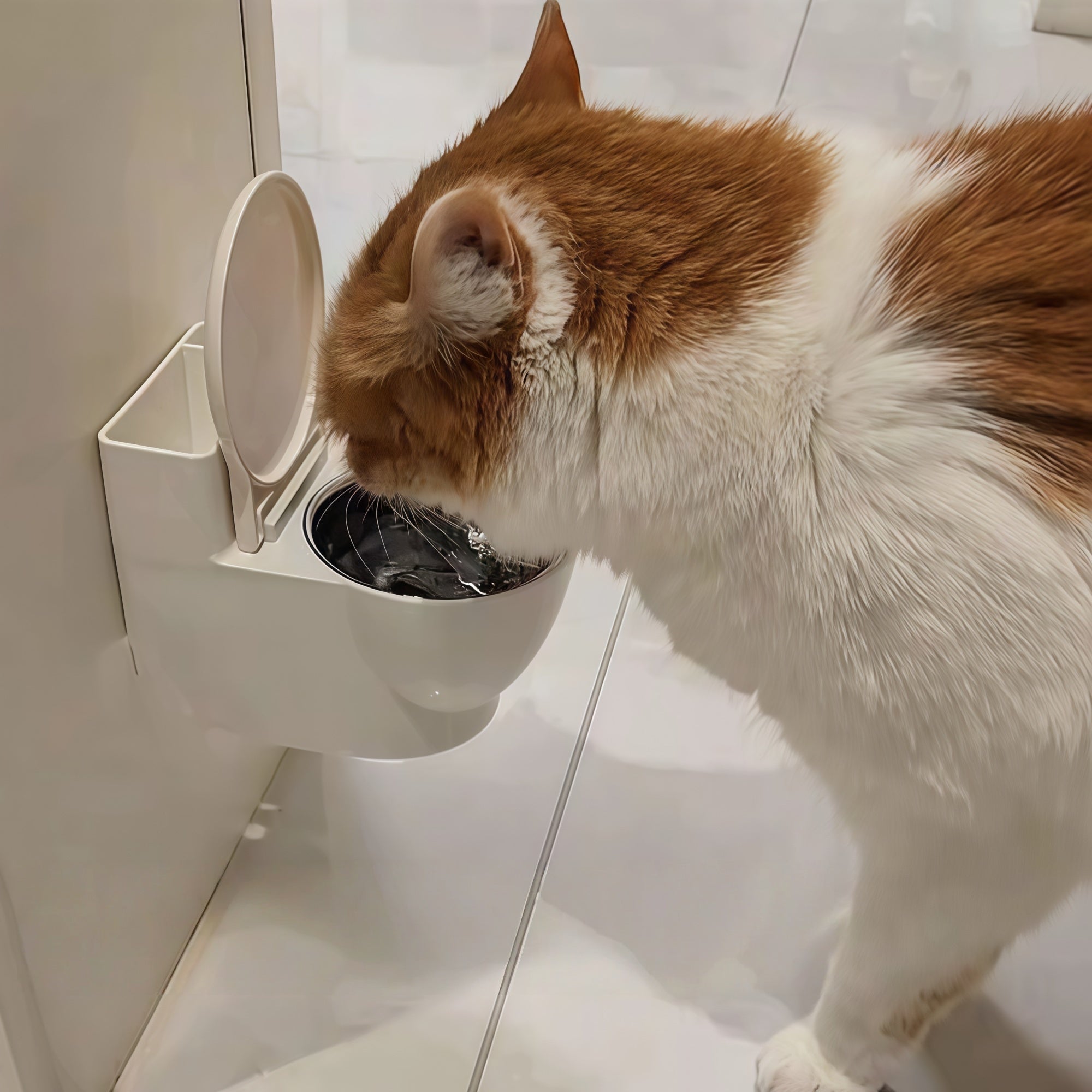Wall-Mounted Toilet-Style Pet Water Bowl