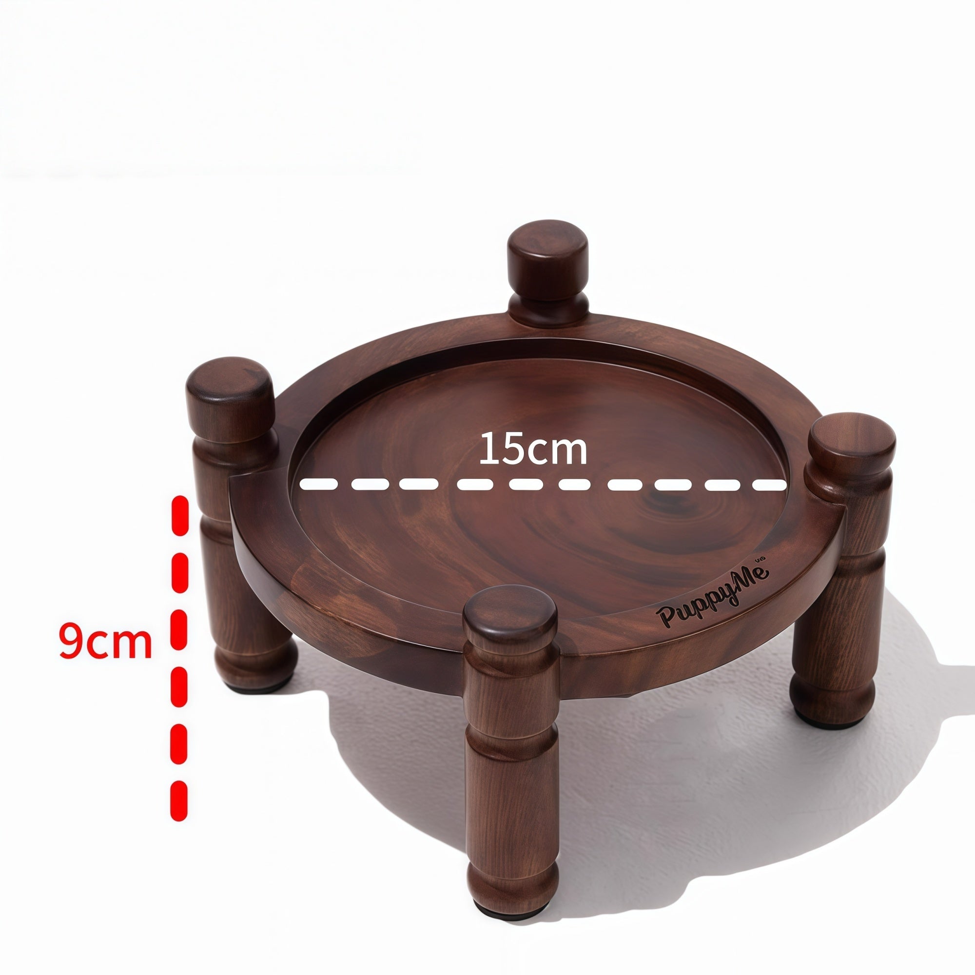Walnut Wood Bowl Stand + Ceramic Pet Bowl Set
