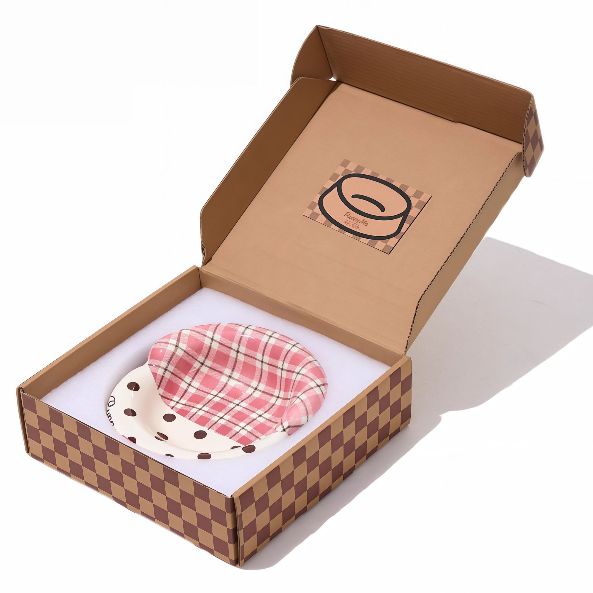 Walnut Wood Bowl Stand + Ceramic Pet Bowl Set