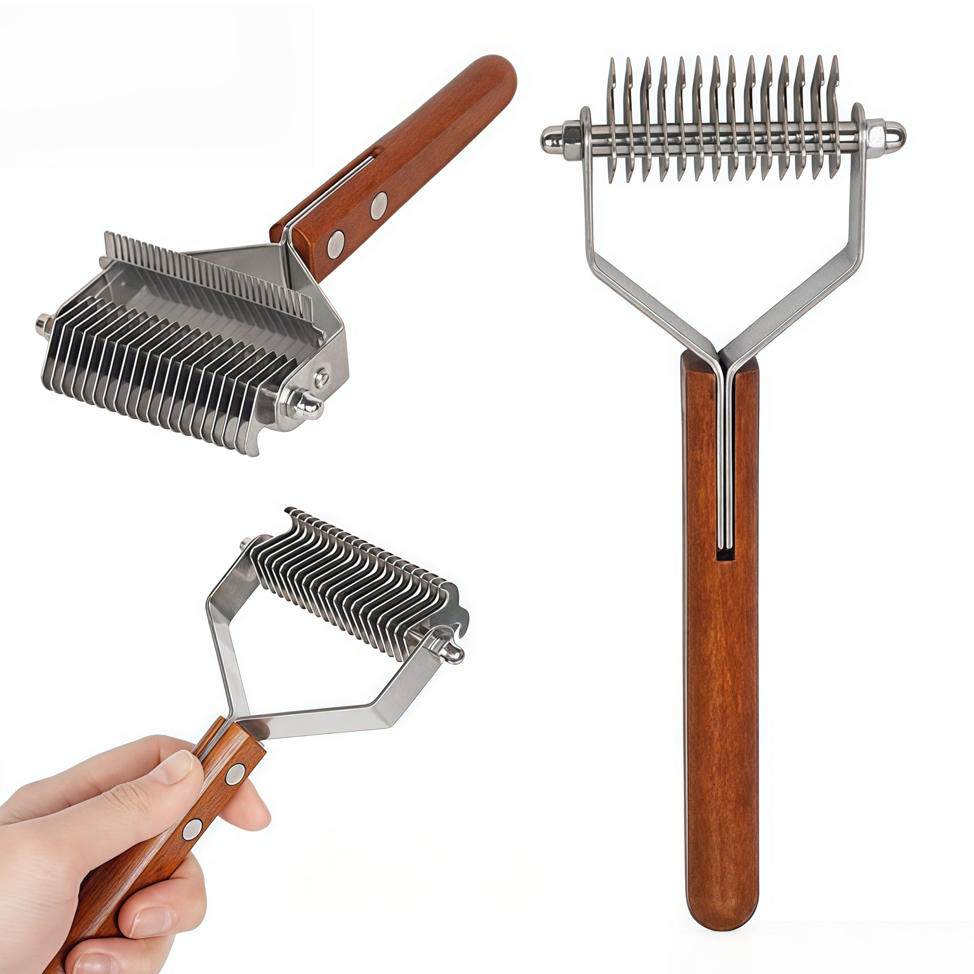 Wood Handle Dematting & Deshedding Comb
