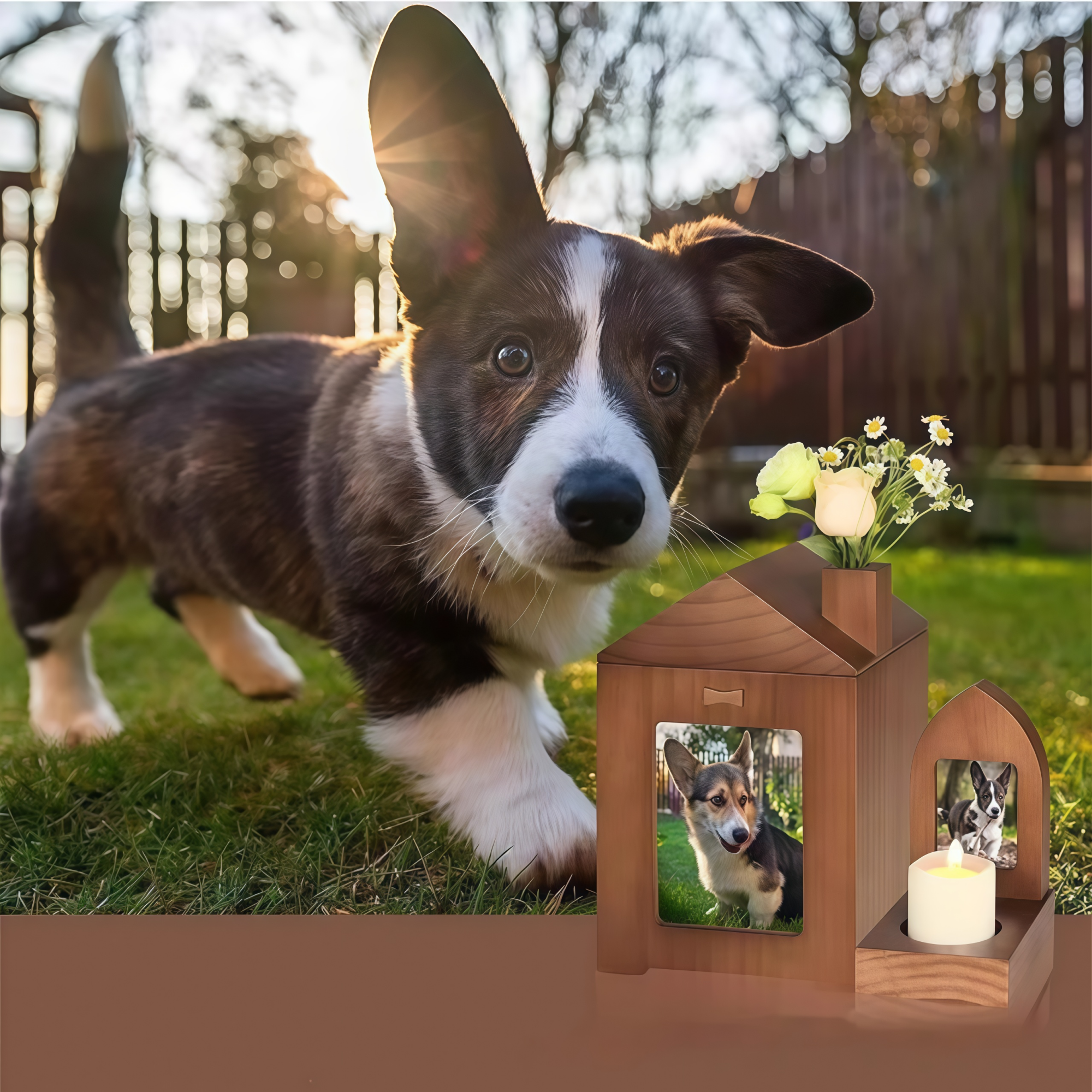 Cabin-Style Wood Pet Cremation Urn