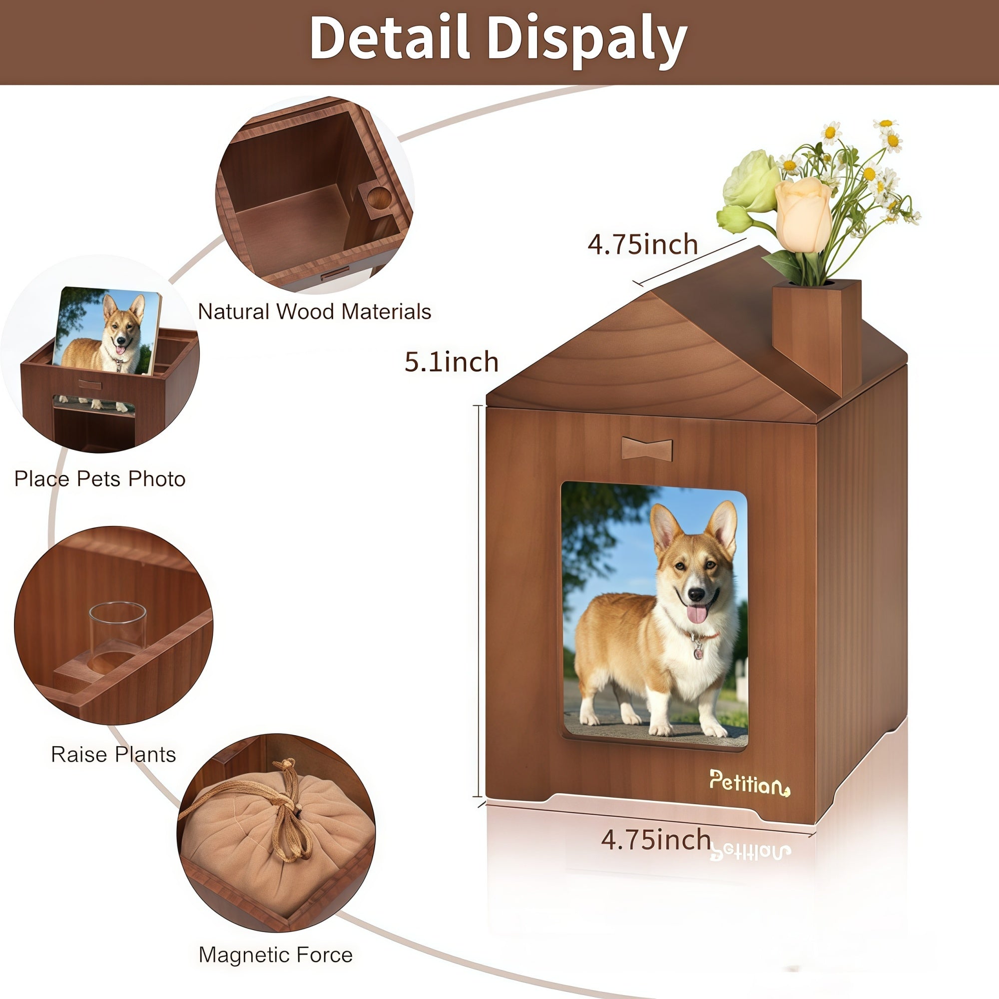 Cabin-Style Wood Pet Cremation Urn