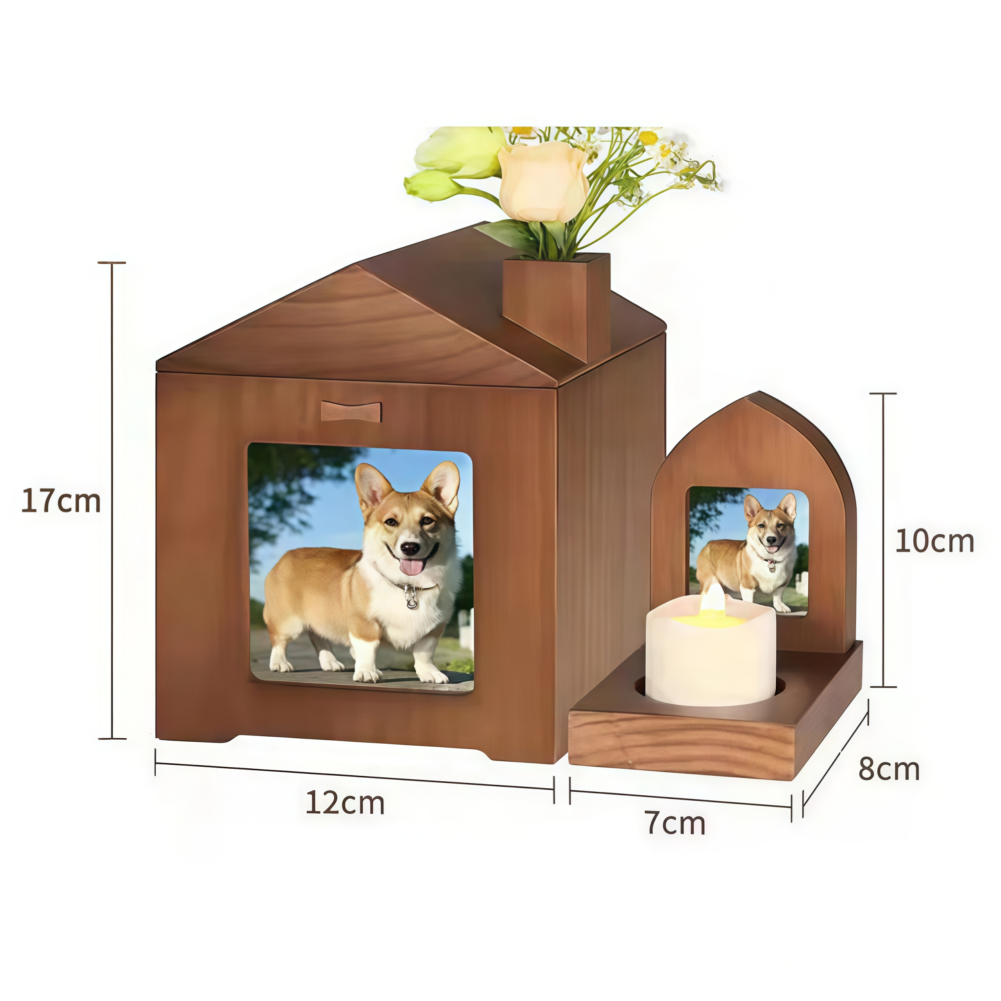 Cabin-Style Wood Pet Cremation Urn